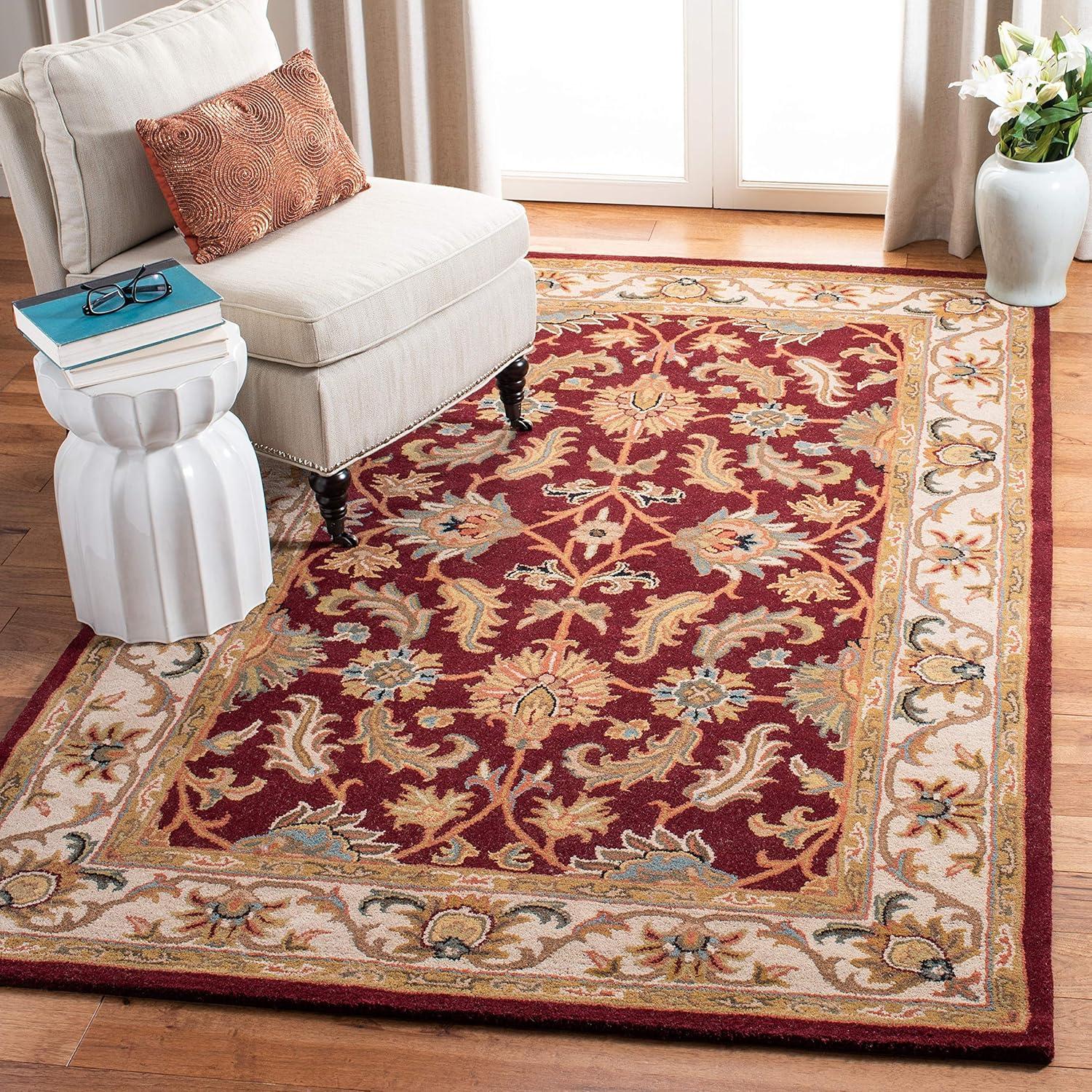 Heritage HG628 Hand Tufted Area Rug - Red/Ivory - 4'x4' - Safavieh.