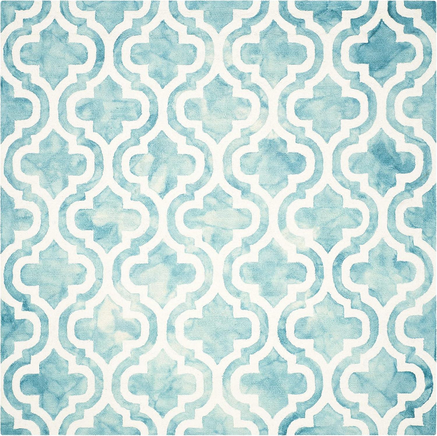 Dip Dye DDY537 Hand Tufted Indoor Area Rug - Turquoise/Ivory - 5'x5' - Safavieh