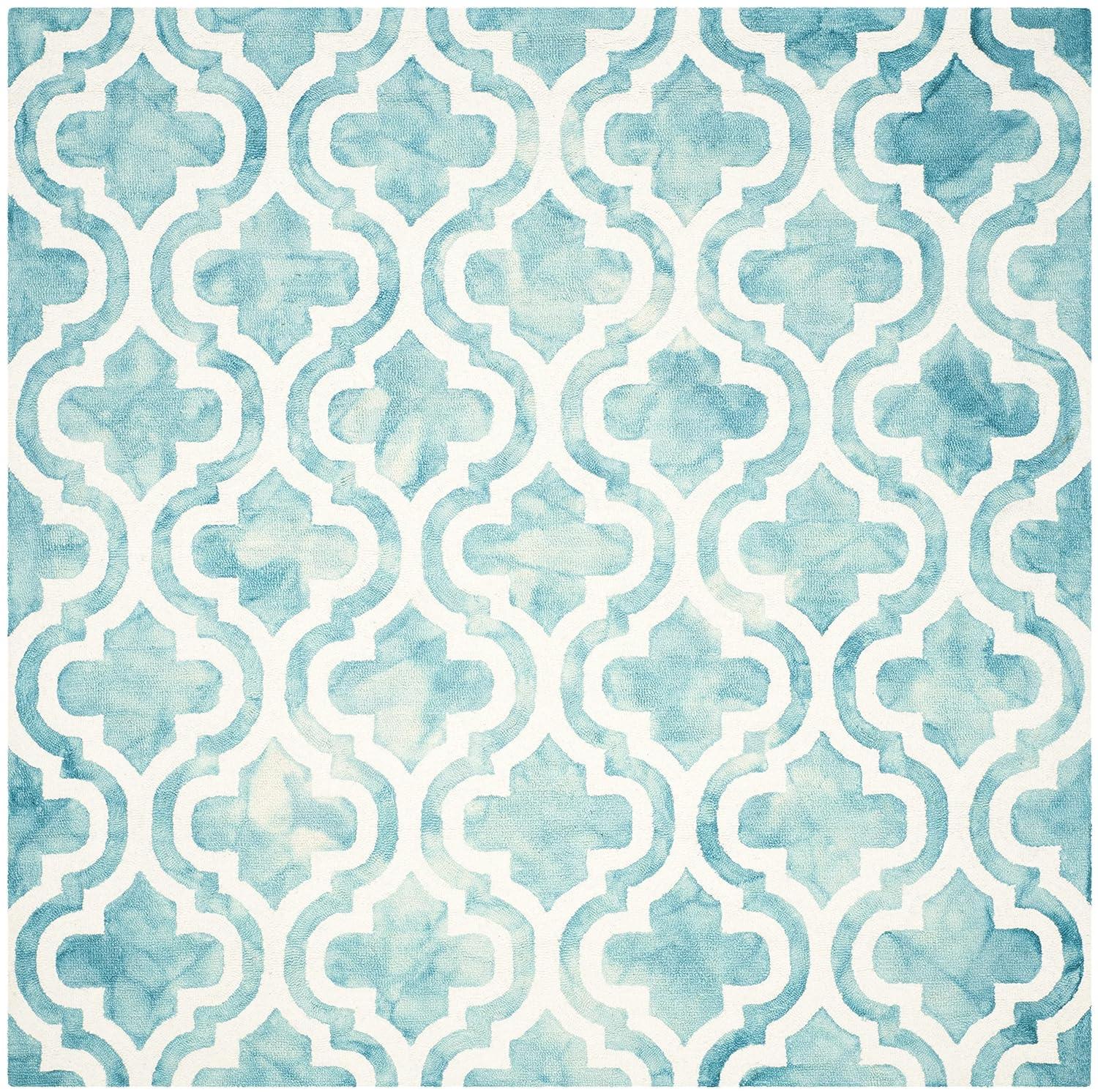 Dip Dye DDY537 Hand Tufted Indoor Area Rug - Turquoise/Ivory - 5'x5' - Safavieh