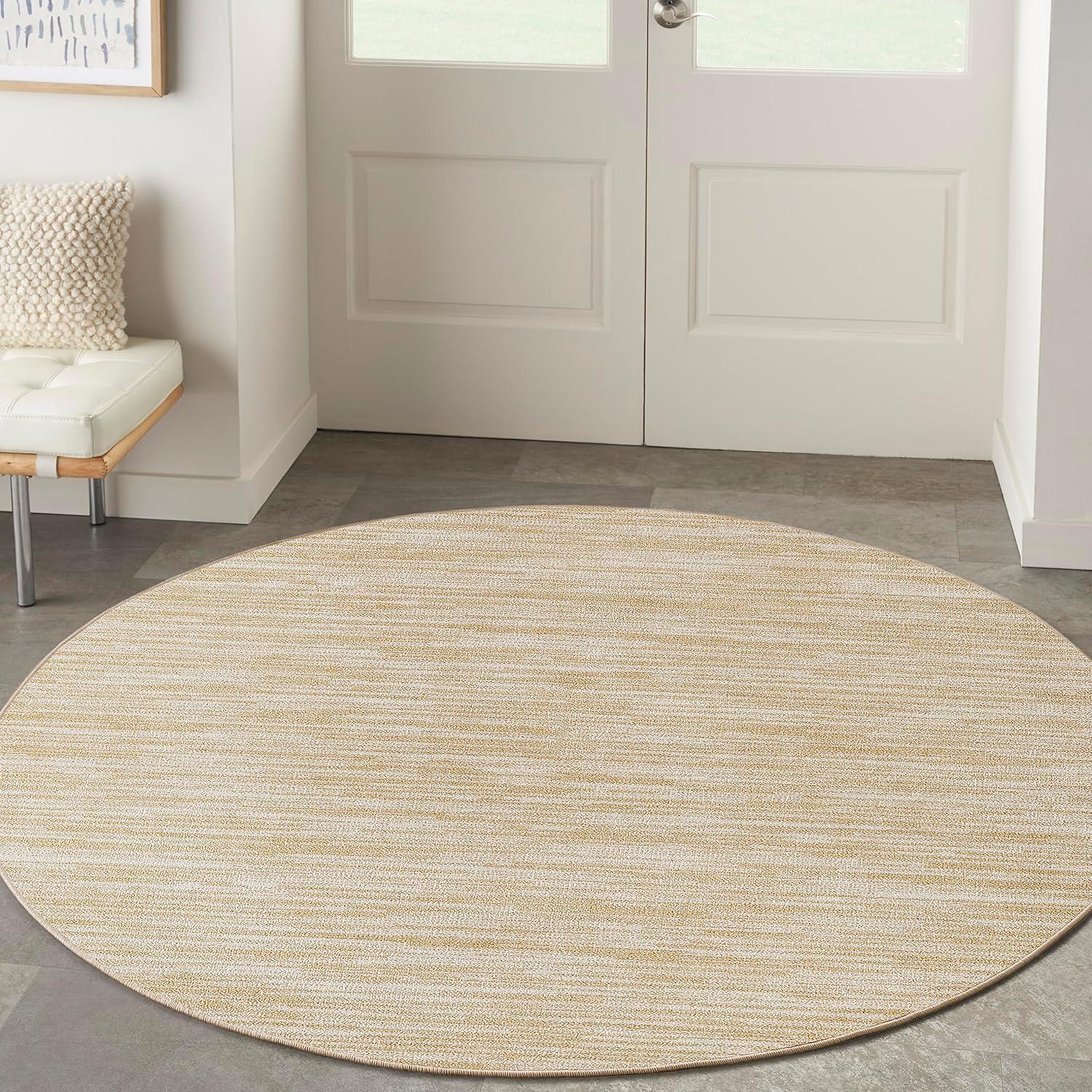 Nourison Essentials 4' x Round Ivory Gold Indoor/Outdoor Rug