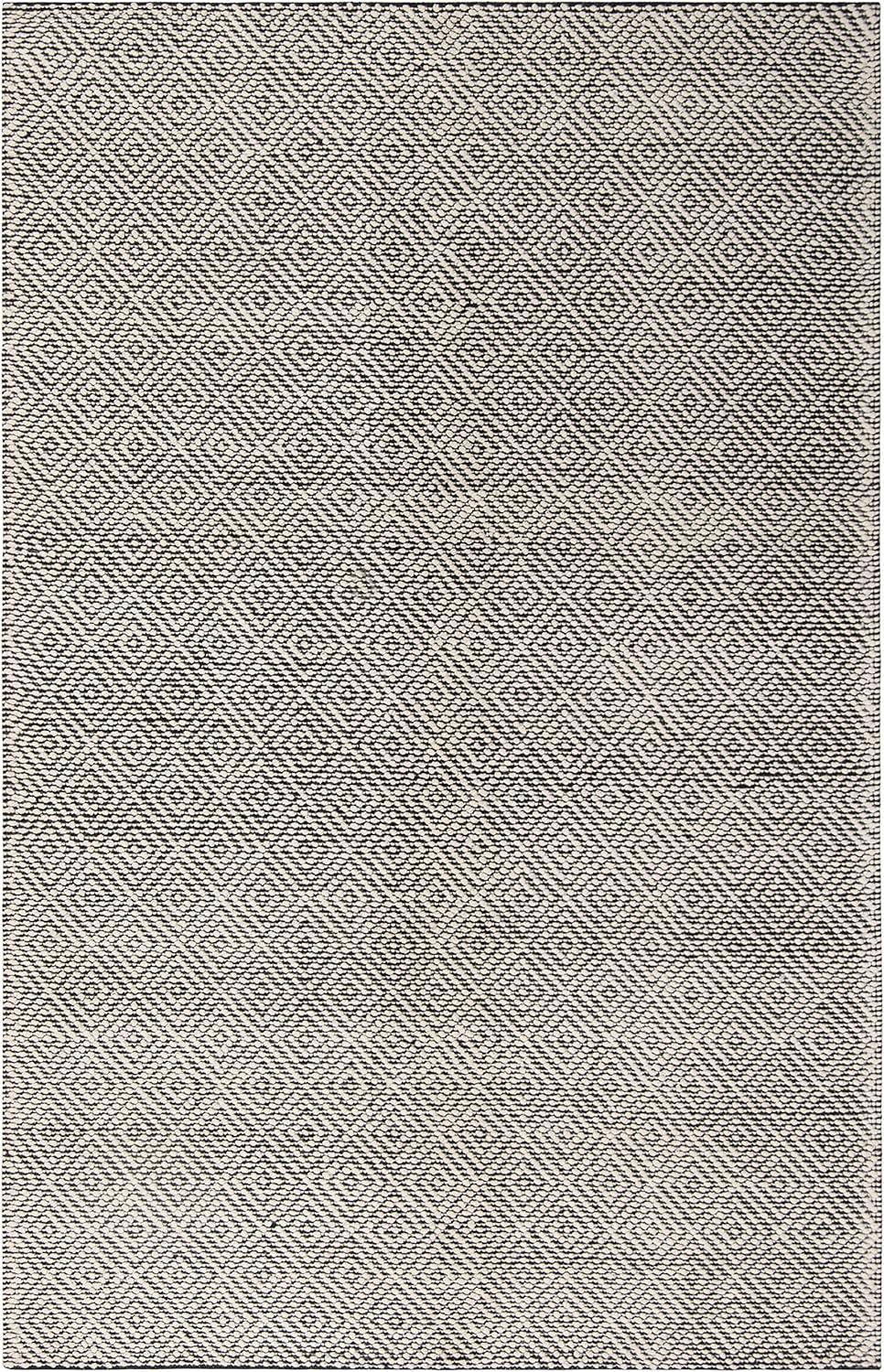 Vermont 4' x 6' Black and Ivory Hand-Knotted Wool Rug