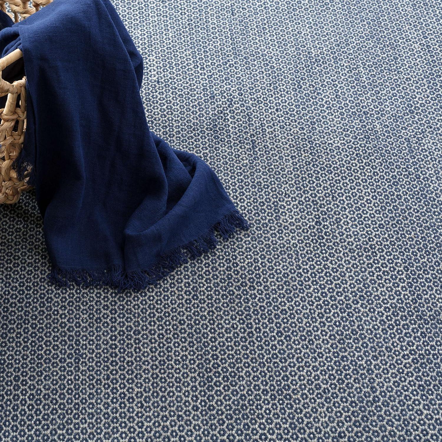 Honeycomb French Blue/Ivory Handwoven Wool Rug