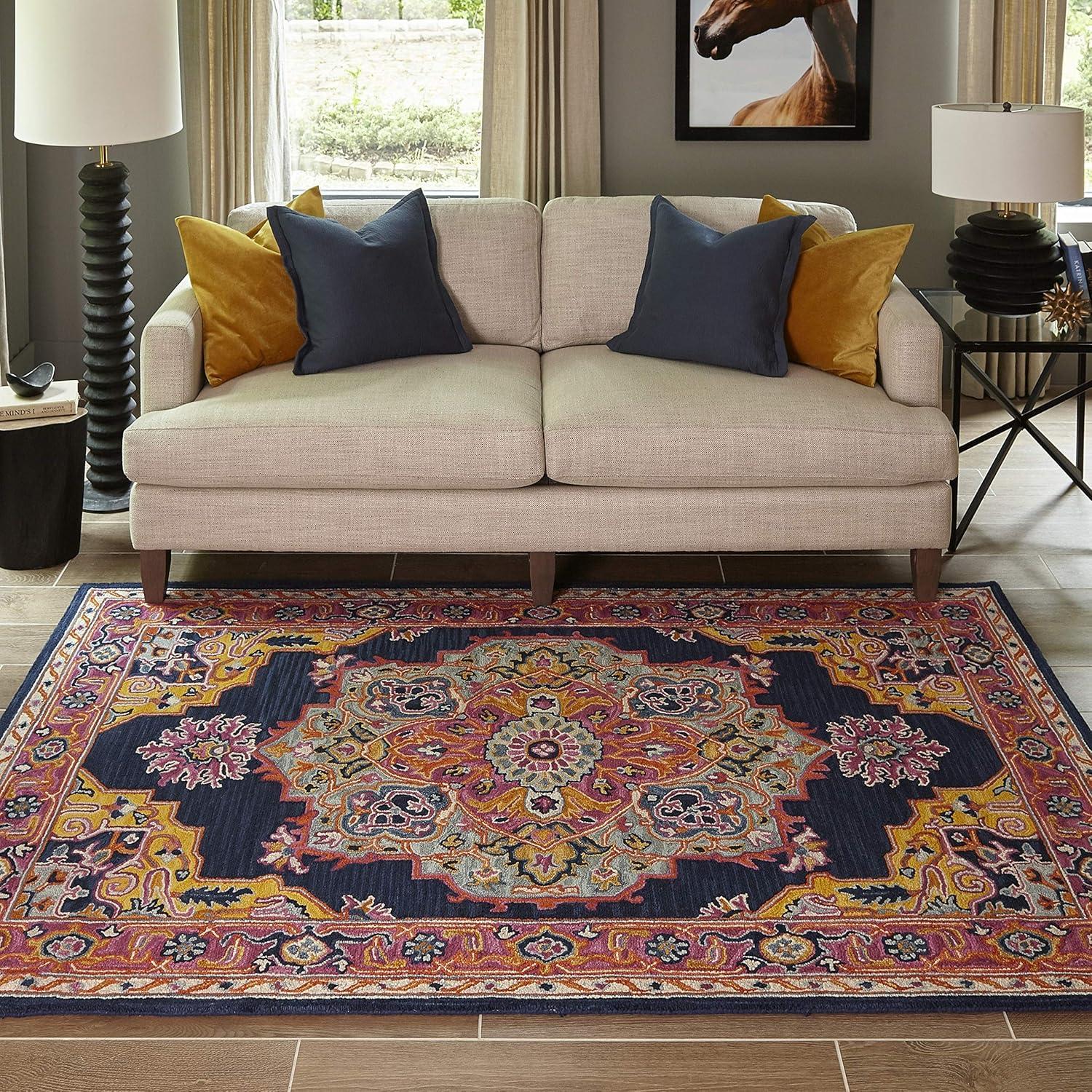 Momeni Traditional Rectangle Area Rug, Navy, 2' X 3'