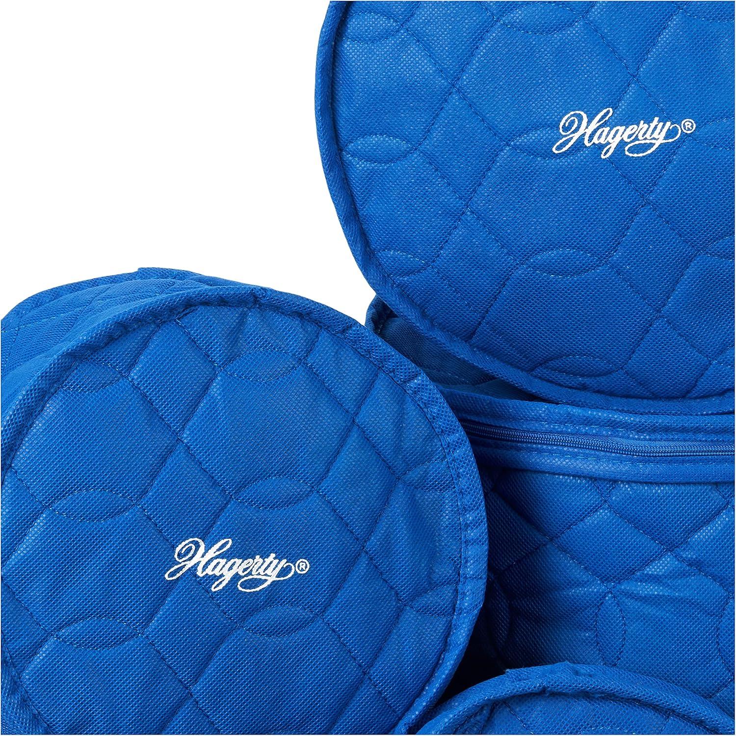 Blue Quilted 5-Piece China Storage Set with Zipper Closure