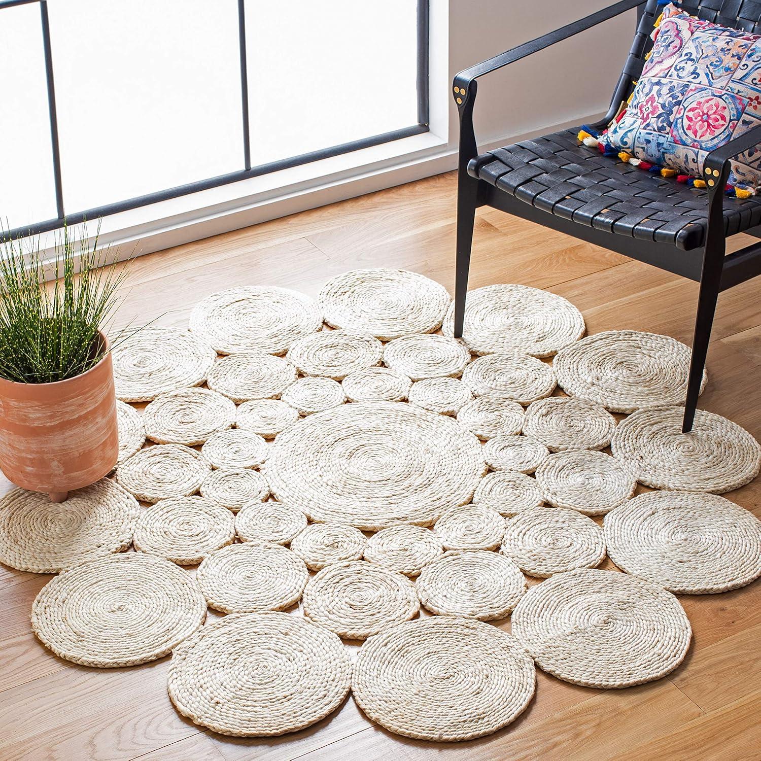 Natural Fiber NF363 Hand Woven Area Rug - Ivory - 7' round - Safavieh.