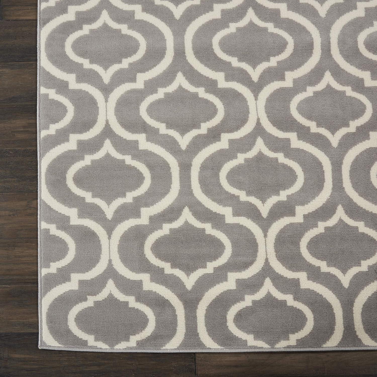 Nourison Jubilant 7 x 10 (ft) Loomed Polypropylene Grey Rectangular Indoor Abstract Area rug