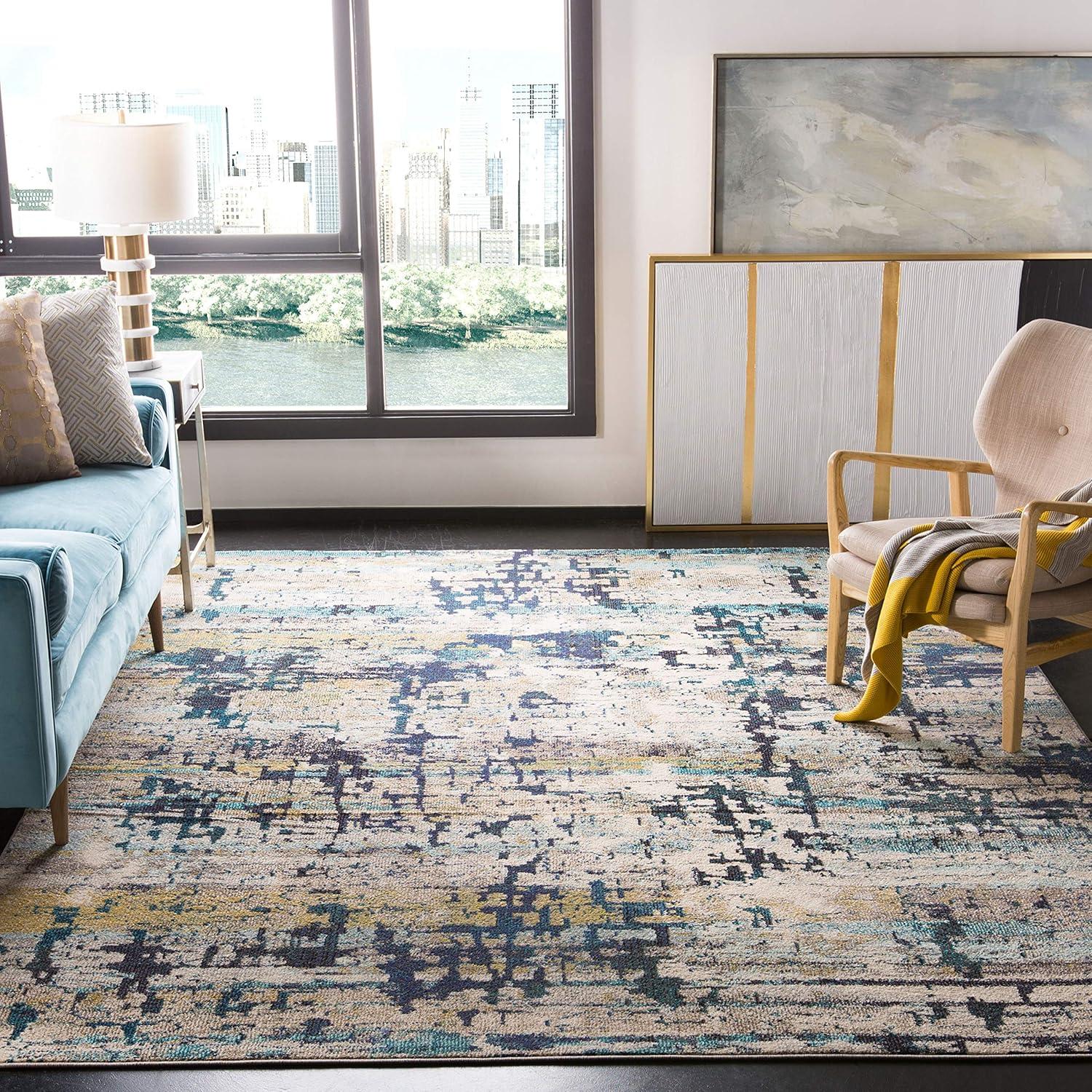 Madison MAD469 Power Loomed Indoor Area Rug - Cream/Blue - 9'x12' - Safavieh