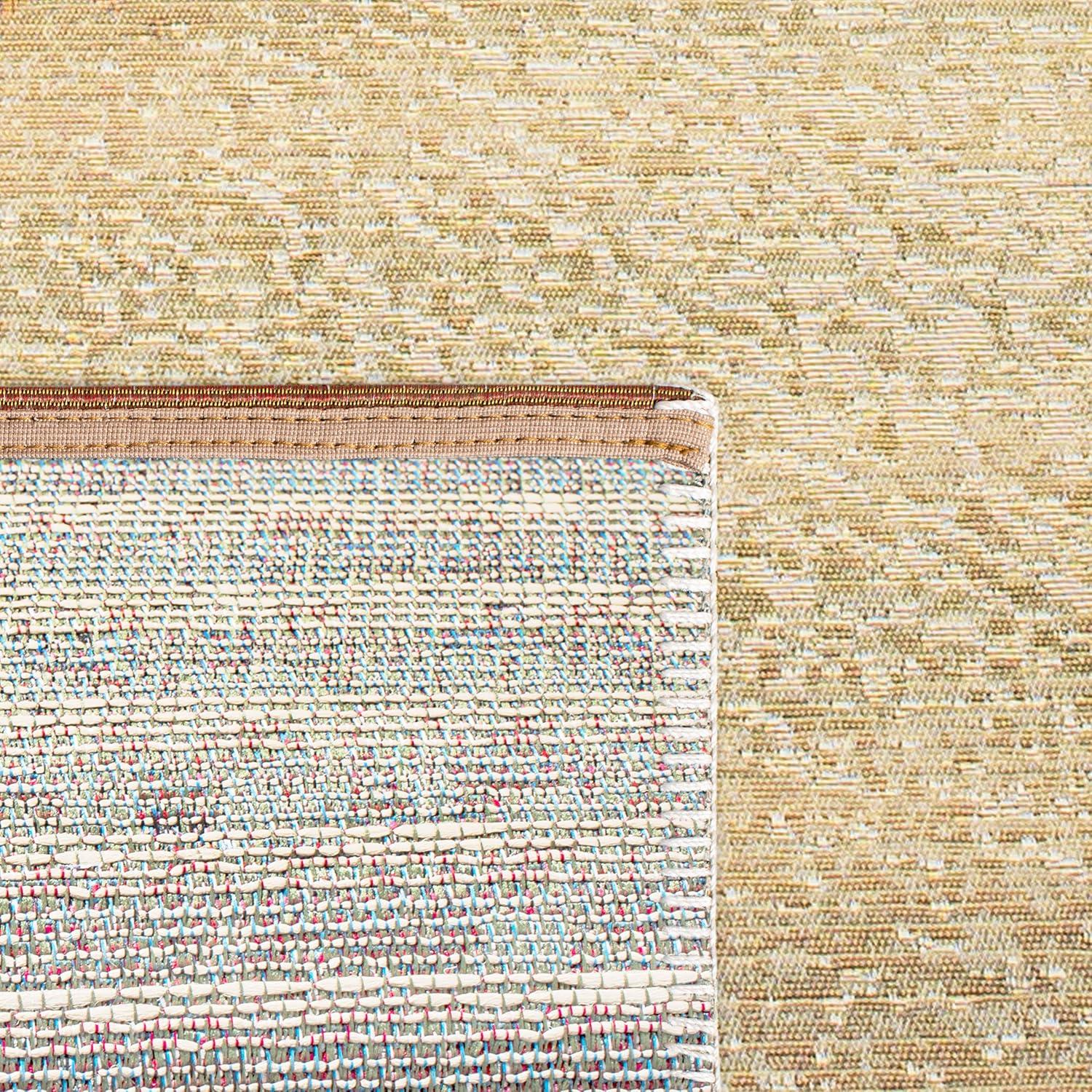 Barbados 500 BAR550 Power Loomed Indoor/Outdoor Area Rug - Gold/Blue - 6'6"x9'4" - Safavieh