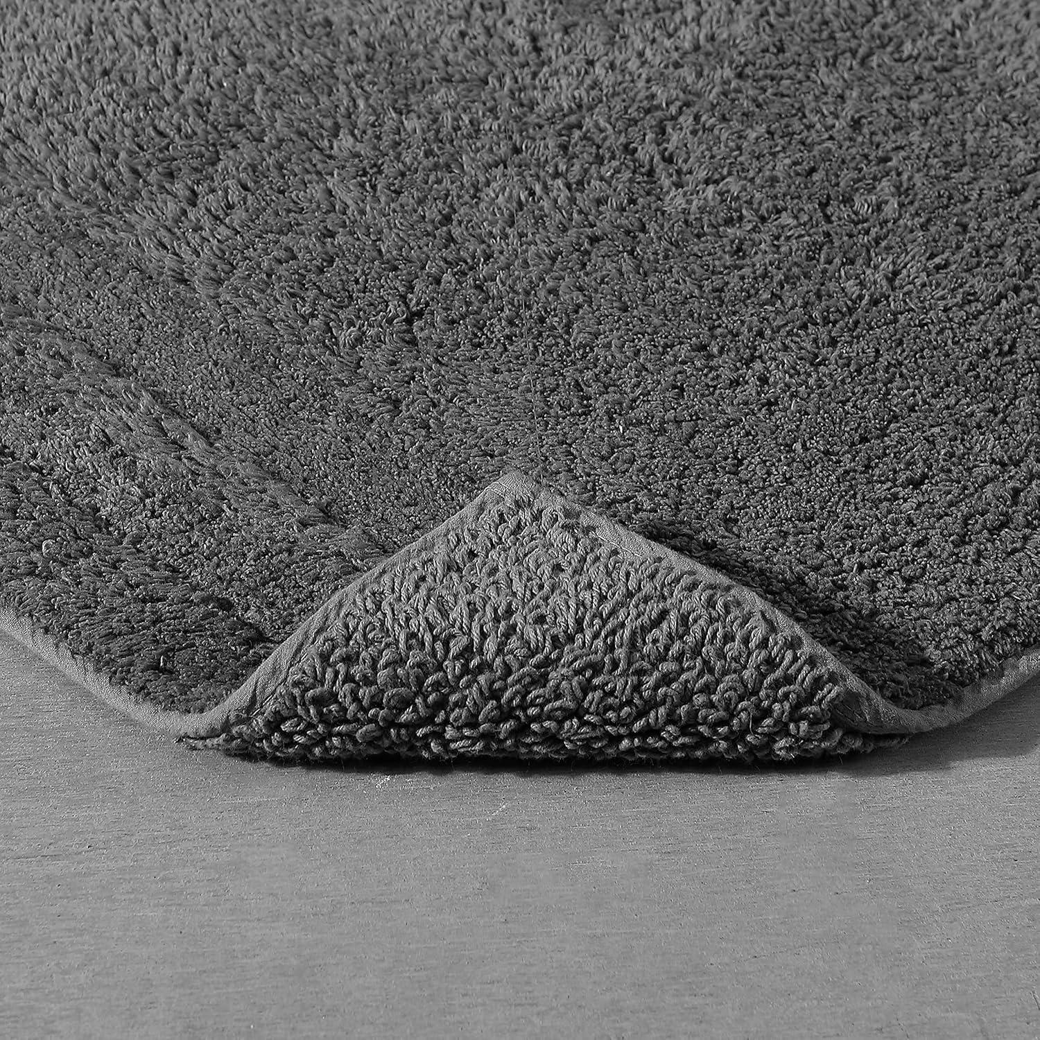 Eden Plush Pile Solid Reversible Cotton White 2 Piece Bath Rug Set