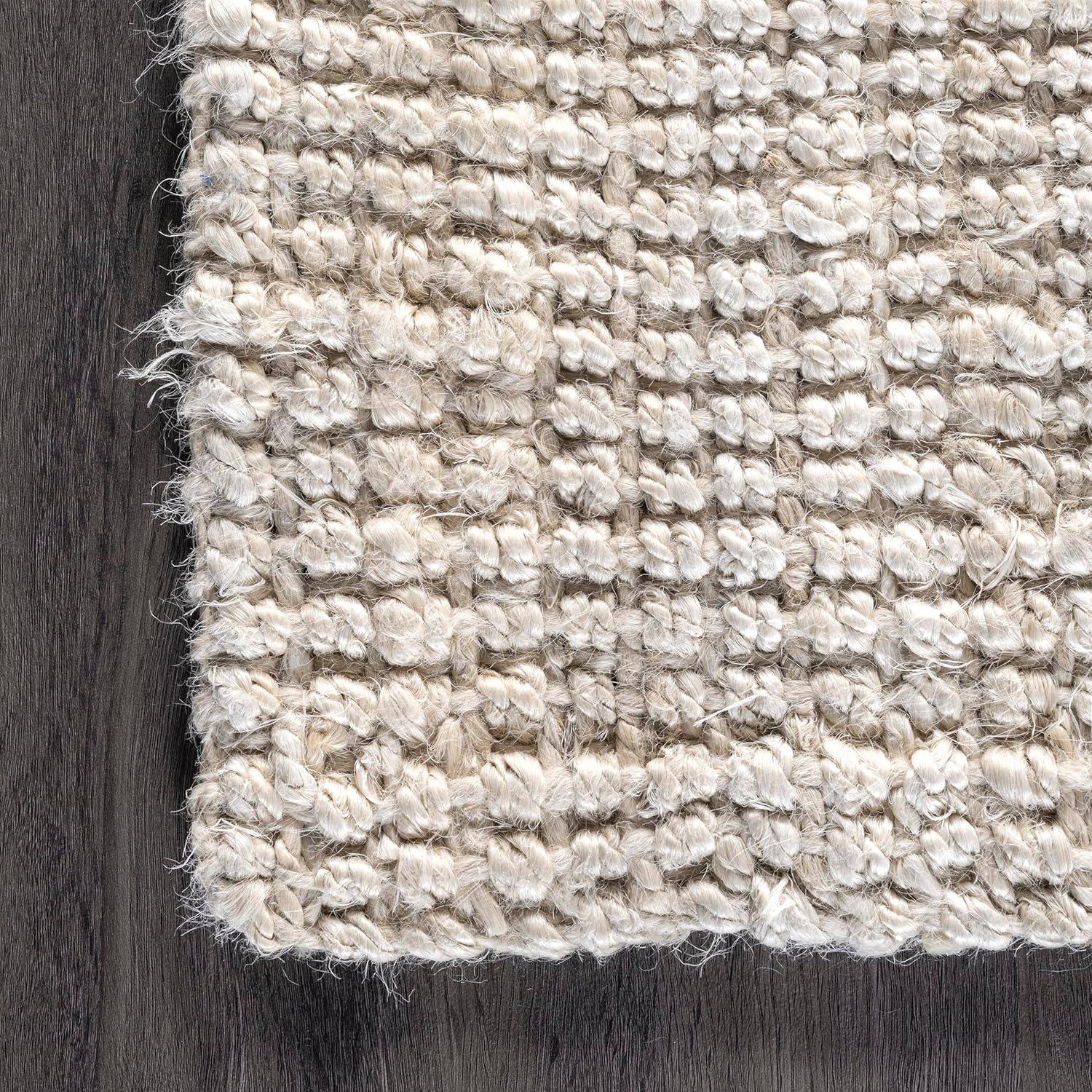 nuLOOM Ashli Solid Farmhouse Jute Area Rug, 3' x 5', Off White