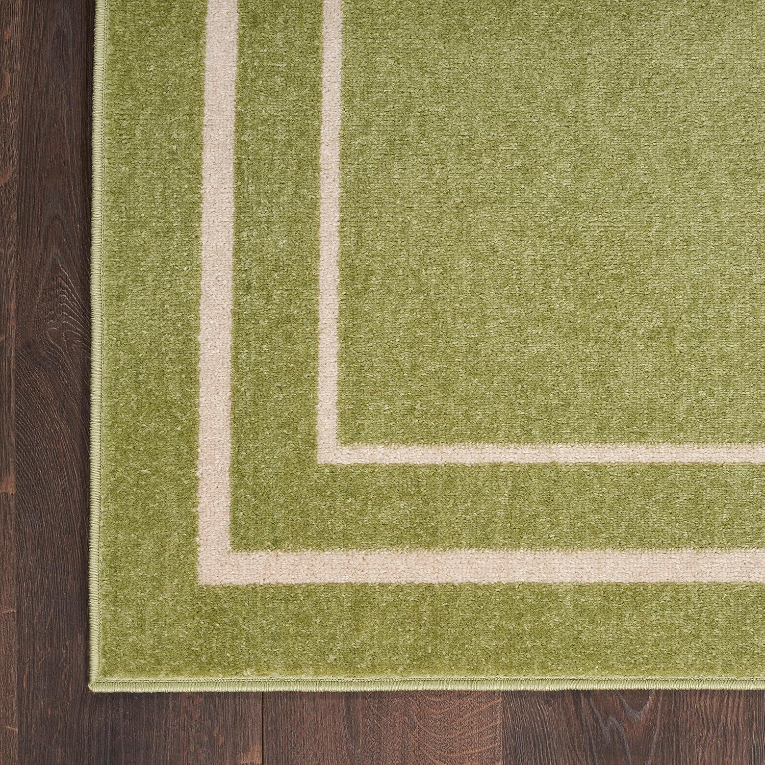 Nourison Essentials 5' x 7' Green Ivory Contemporary Bordered Indoor/Outdoor Area Rug