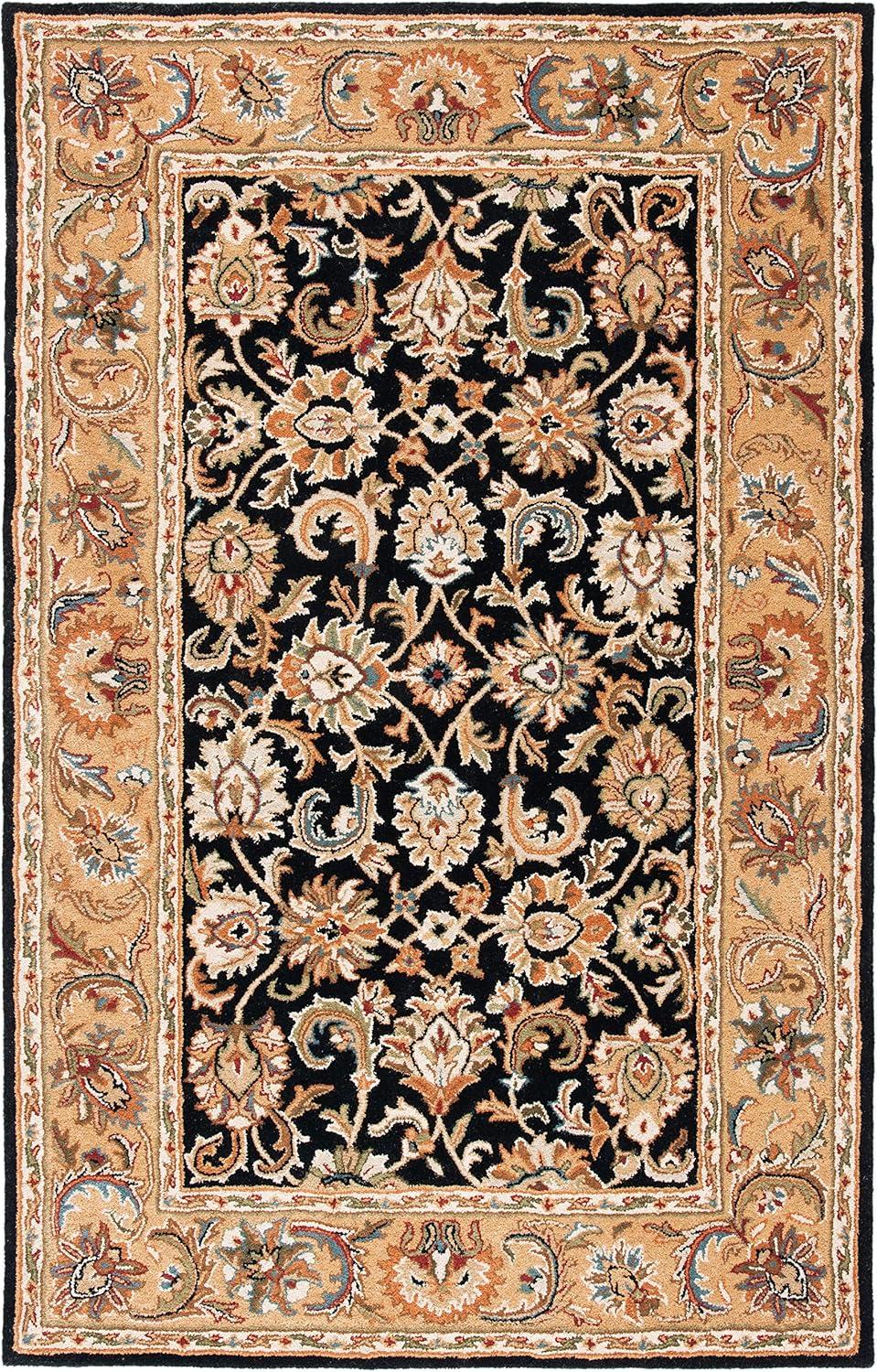 SAFAVIEH Classic Gloria Traditional Wool Area Rug, Black/Gold, 5' x 8'