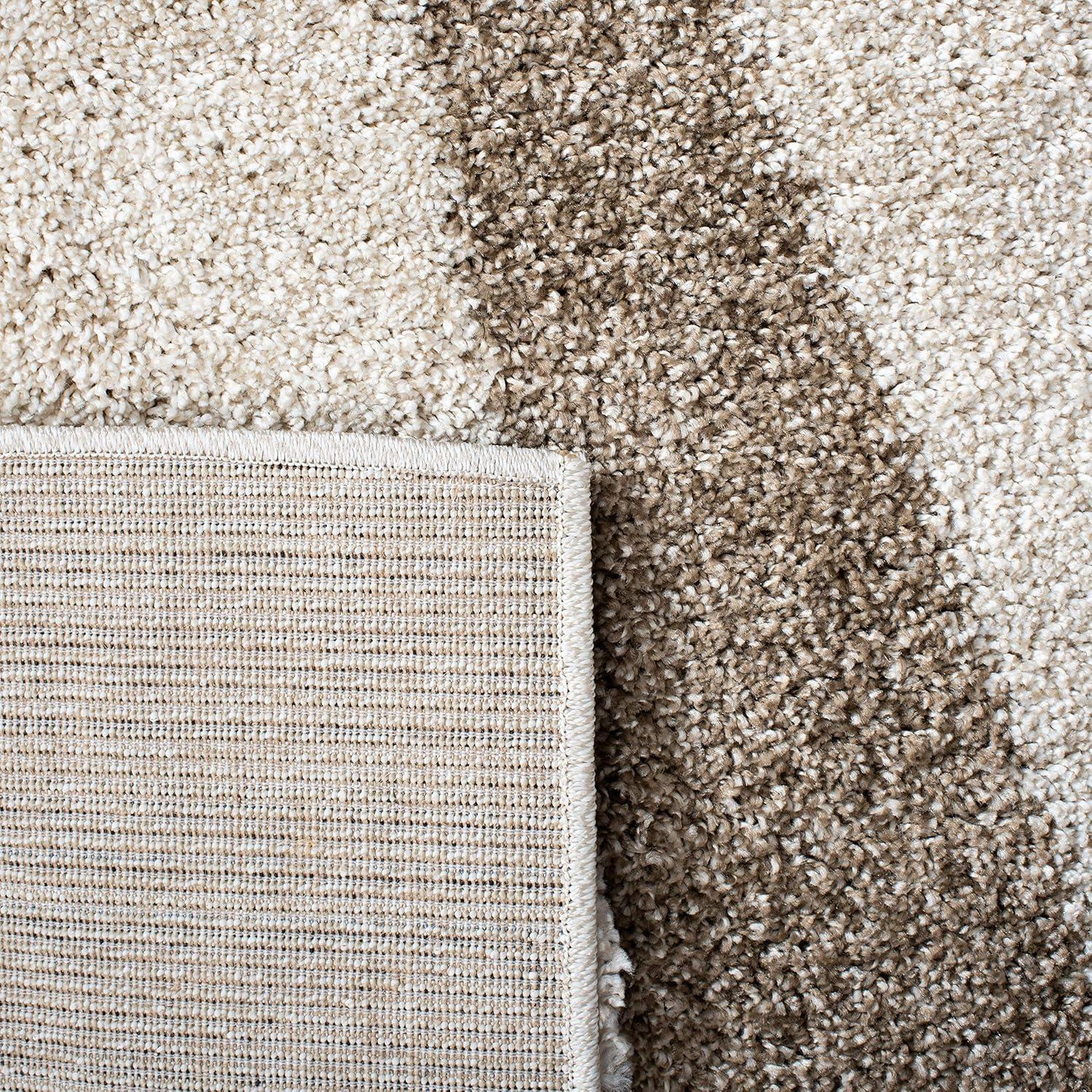 Florida Shag SG451 Power Loomed Indoor Area Rug - Cream/Dark Brown - 4'x6' - Safavieh.