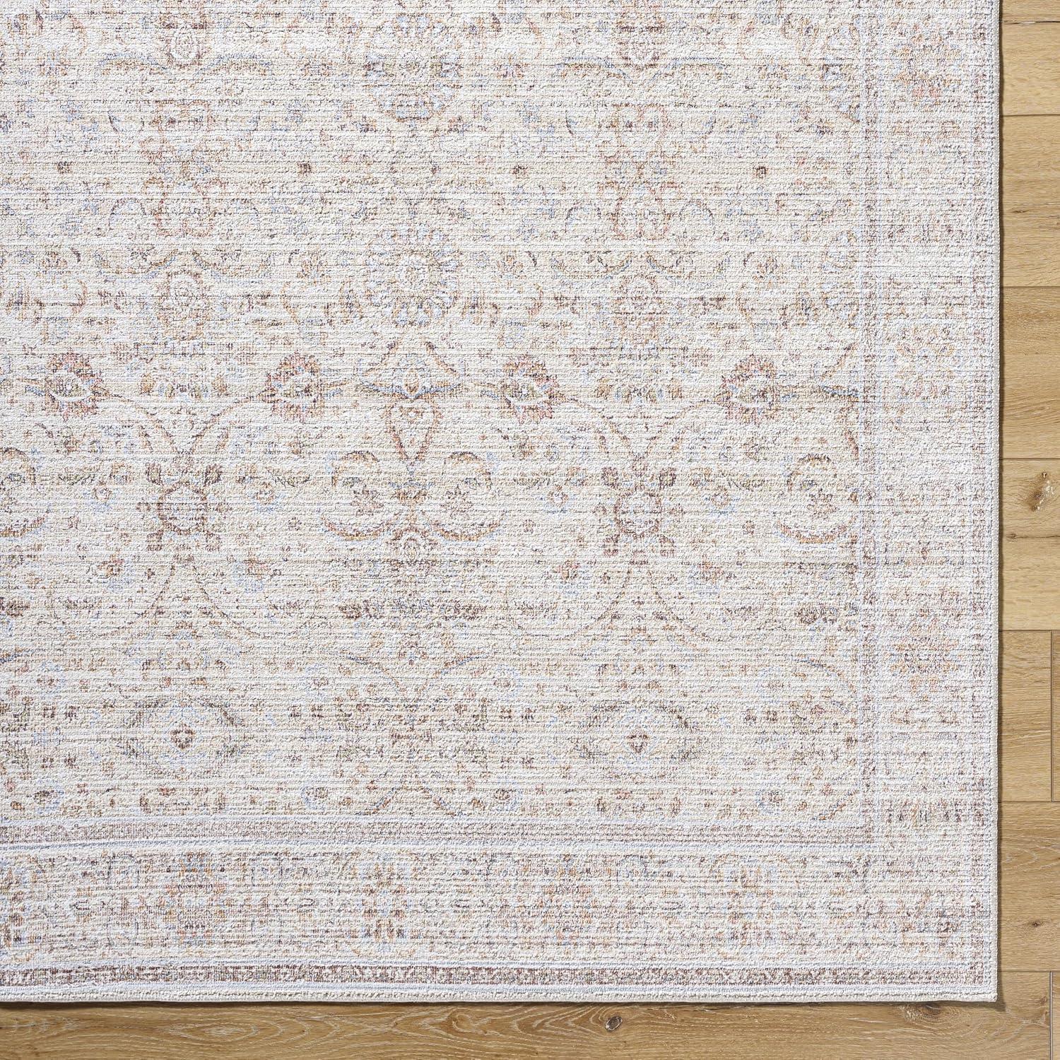 Ivory and Light Gray Synthetic Reversible Runner Rug, 2'6" x 7'3"