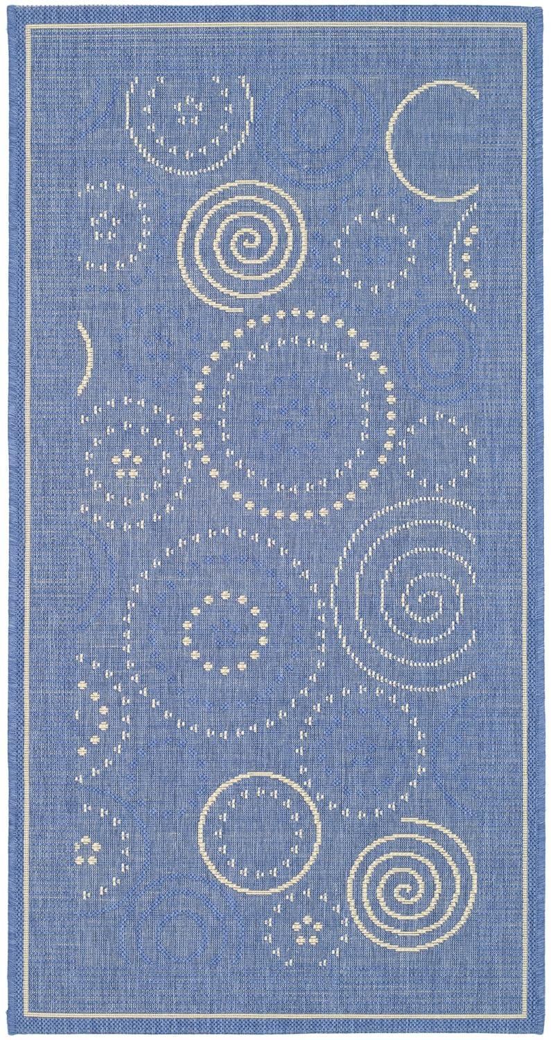 SAFAVIEH Courtyard Hugo Geometric Indoor/Outdoor Area Rug, 9' x 12', Blue/Natural