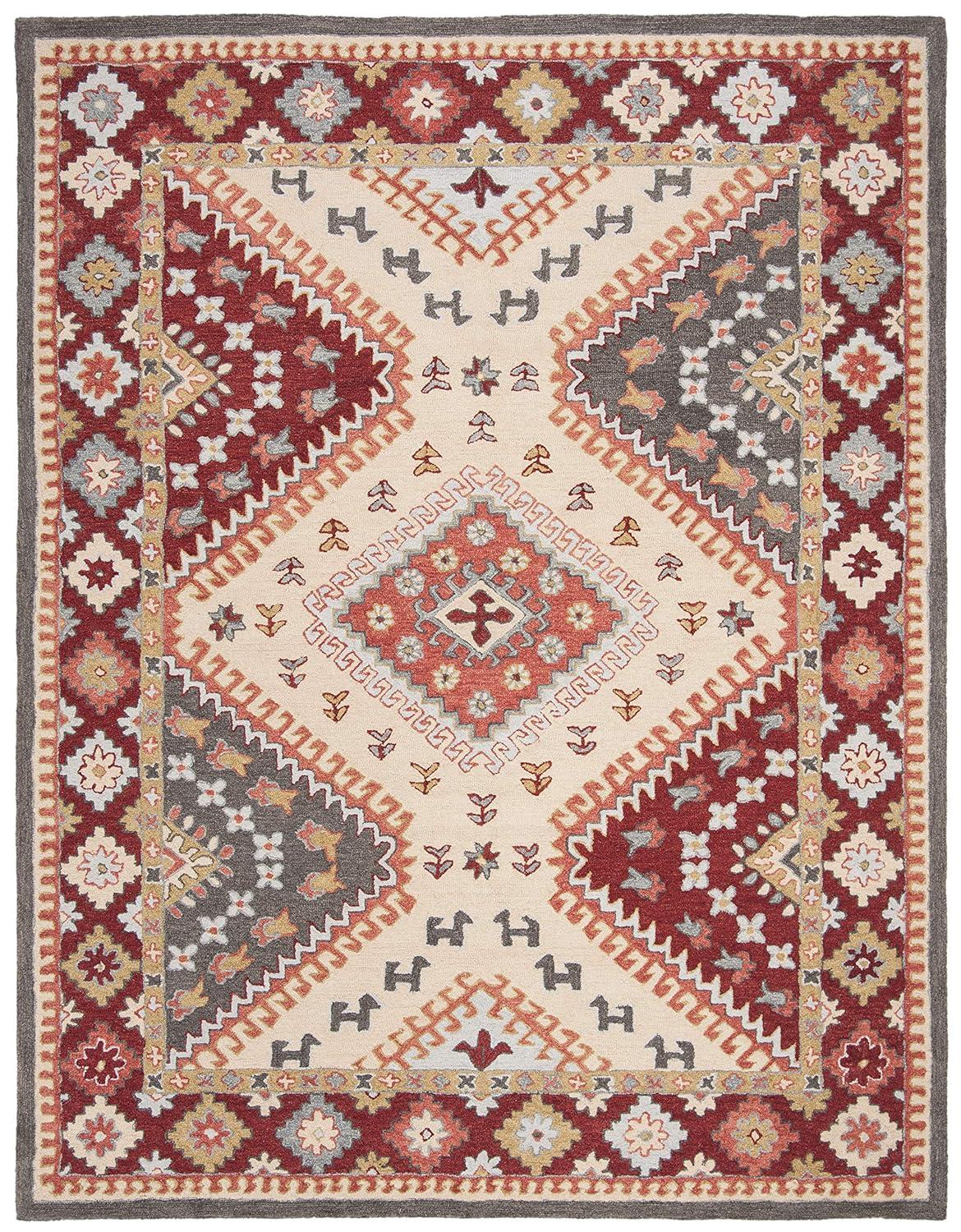 Aspen APN801 Hand Tufted Indoor Area Rug - Red/Ivory - 4'x6' - Safavieh