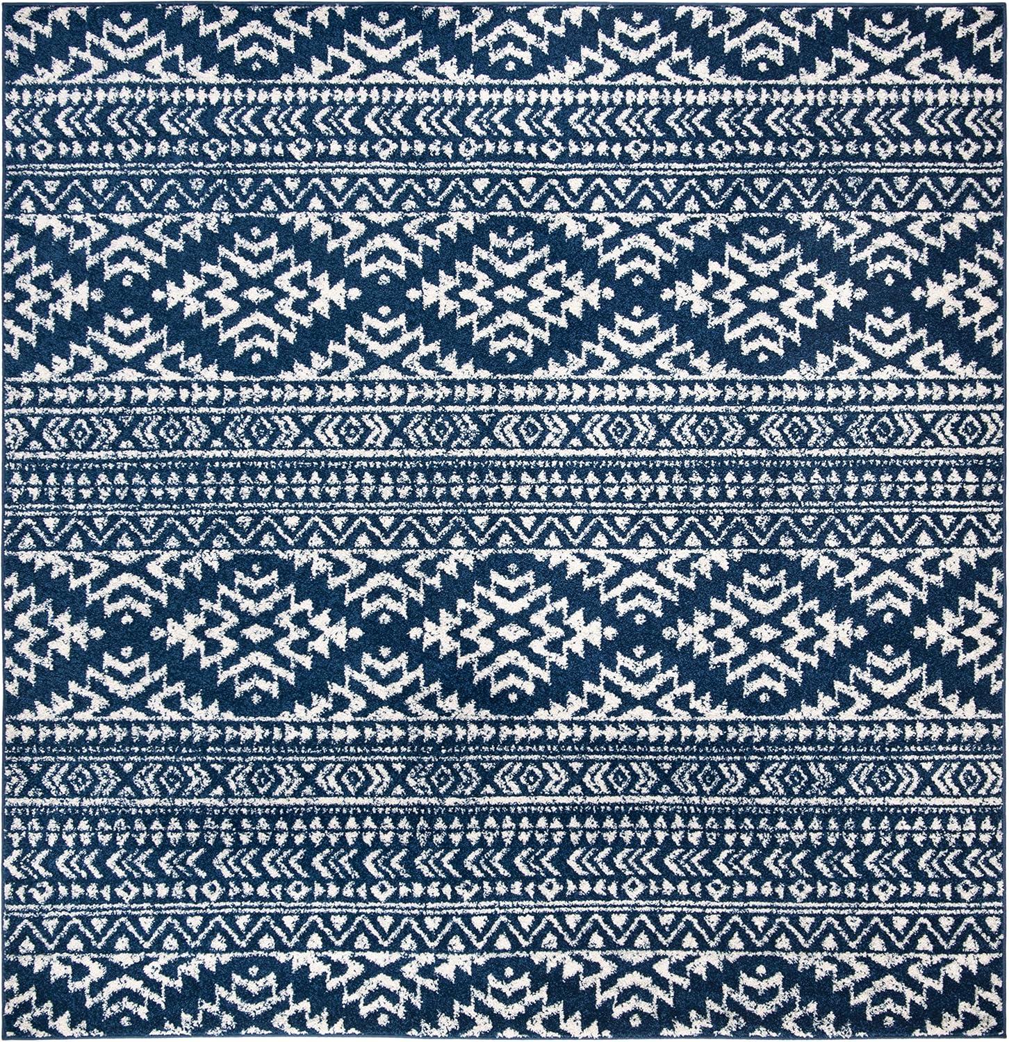 Tulum TUL272 Power Loomed Area Rug - Navy/Ivory - 6'7"x6'7" - Safavieh.