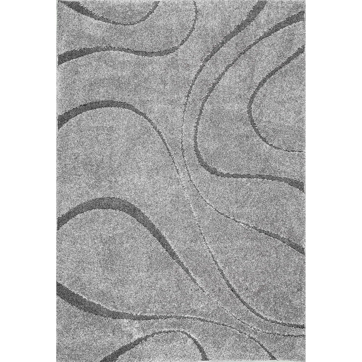 Nuloom Carolyn Abstract 5x8 Shag Indoor Area Rug for Living Room Bedroom Dining Room Nursery, Dark Grey