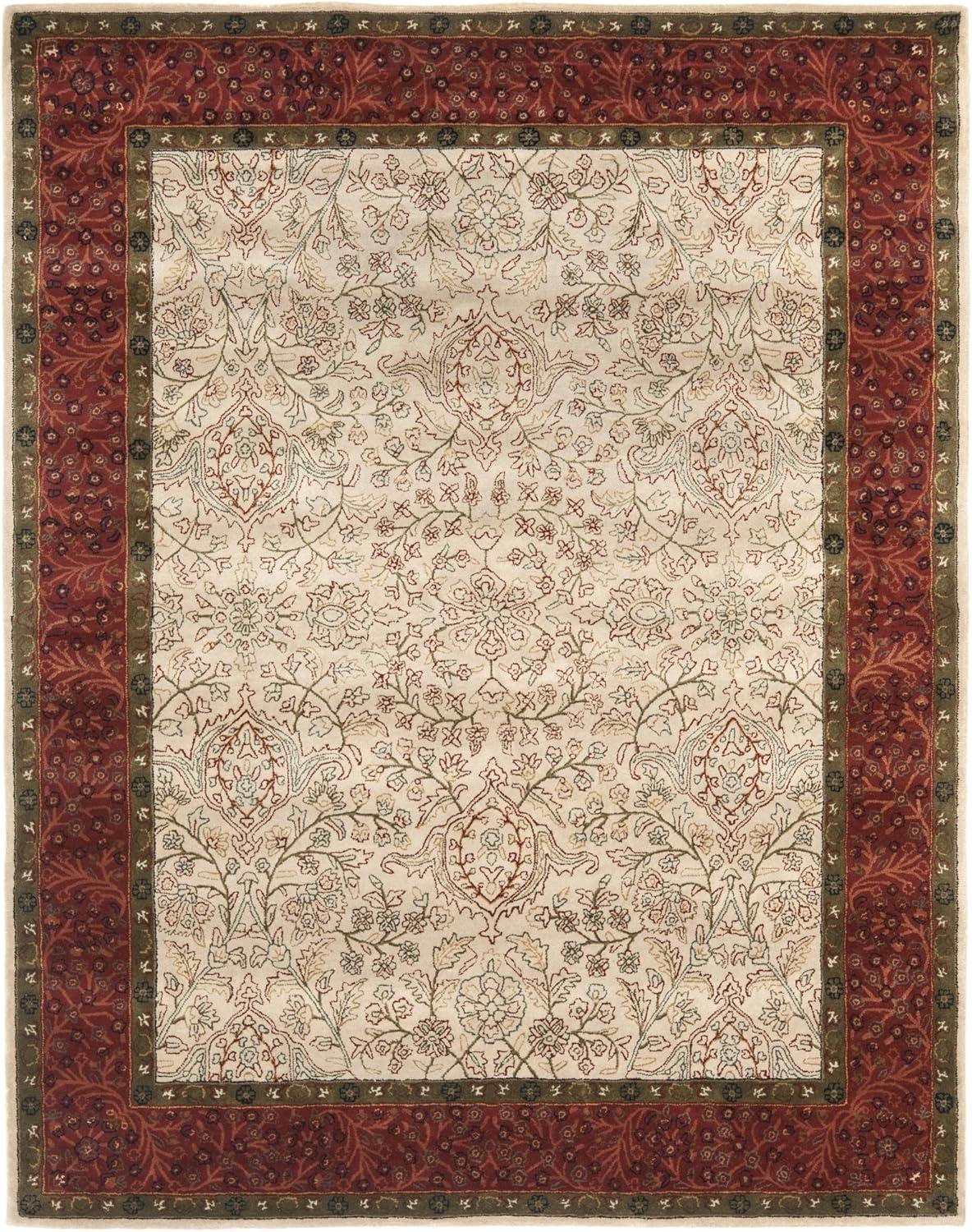 Ivory and Rust Hand-Tufted Wool Persian Area Rug 6' x 9'