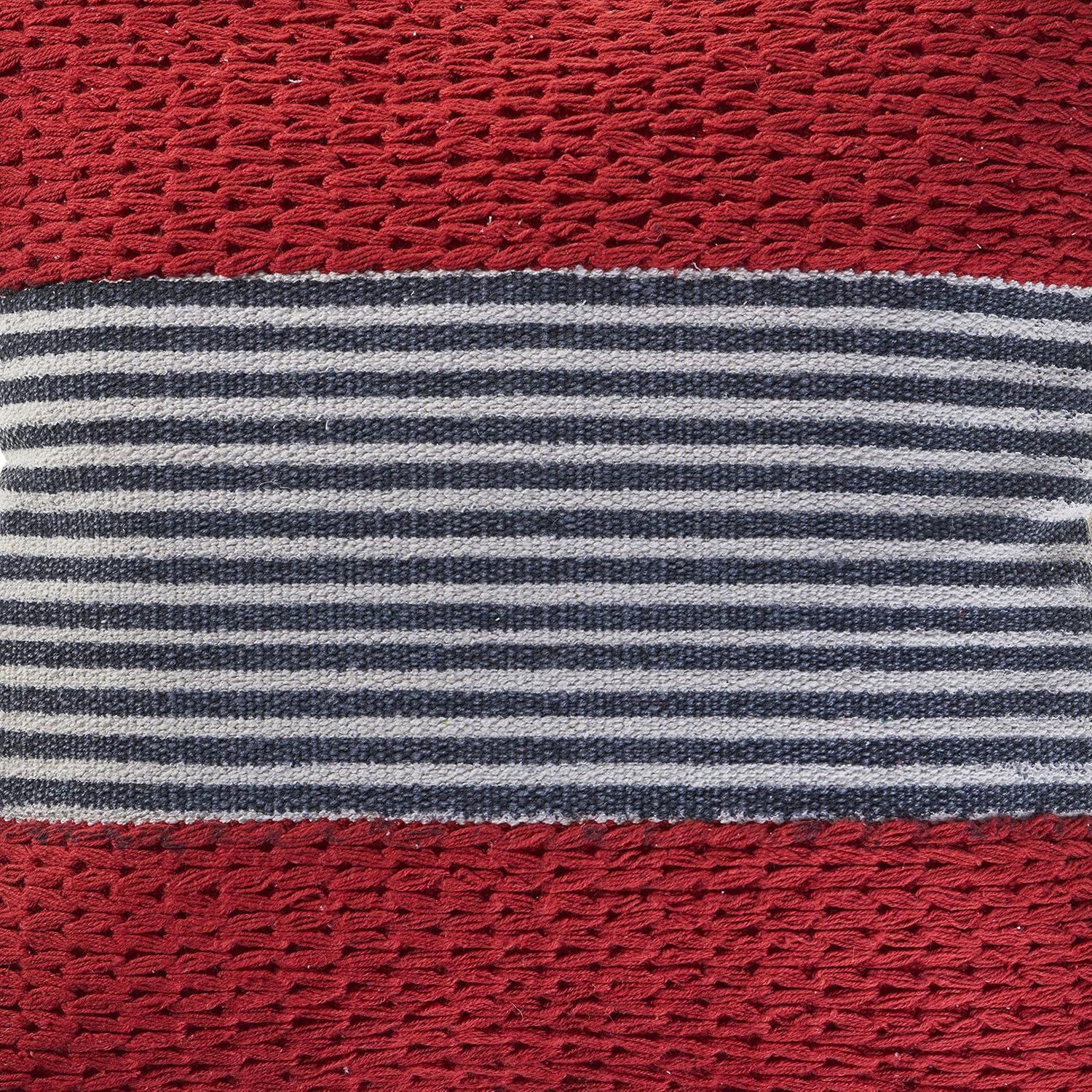 Red and Blue Nautical Striped Square Throw Pillow