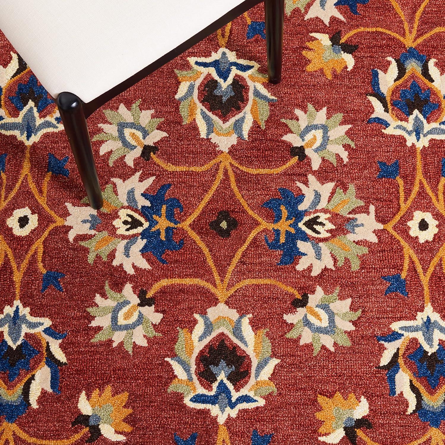 Micro-Loop MLP383 Hand Tufted Area Rug - Rust/Blue - 5'x5' - Safavieh.