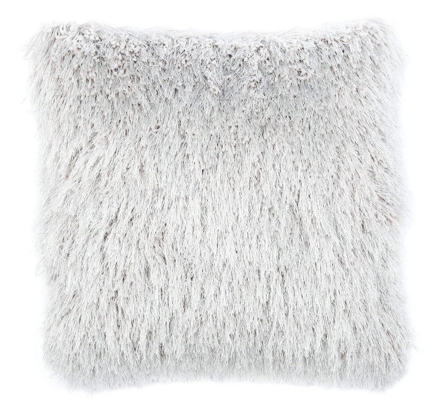 Shag Modish Metallic Pillow - Metallic Silver - 14"X24" - Safavieh