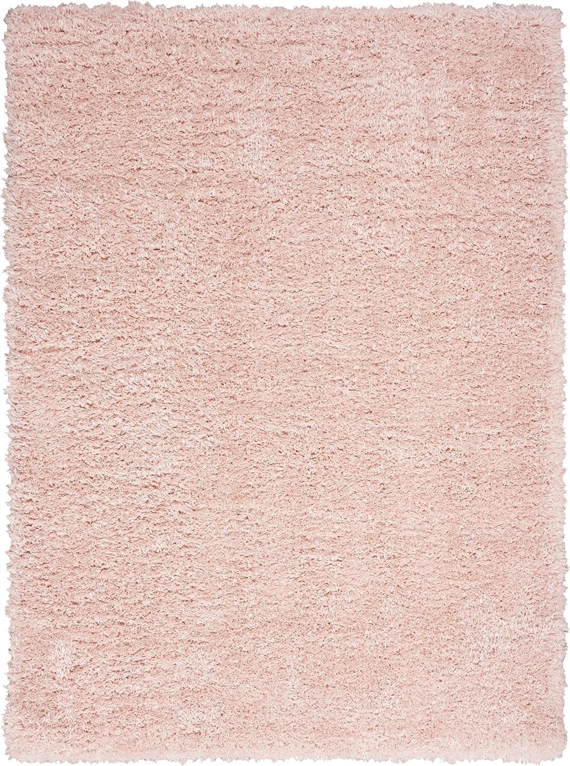 Blush Rectangular Synthetic Shag Area Rug 5'3" x 7'3"