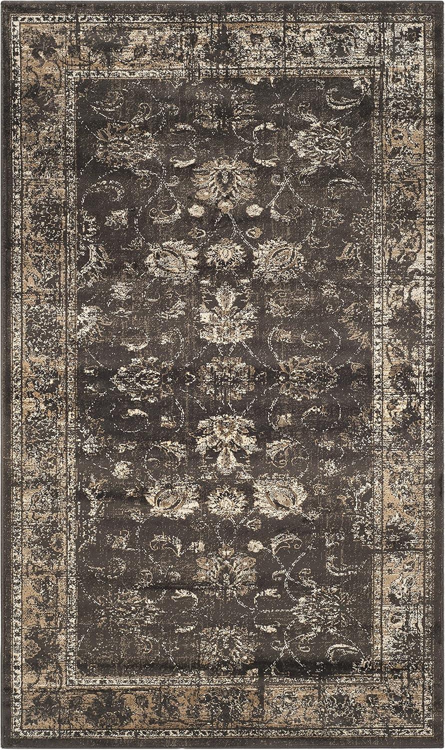 SAFAVIEH Vintage Jaxon Bordered Area Rug, Soft Anthracite, 3'3" x 4'7"