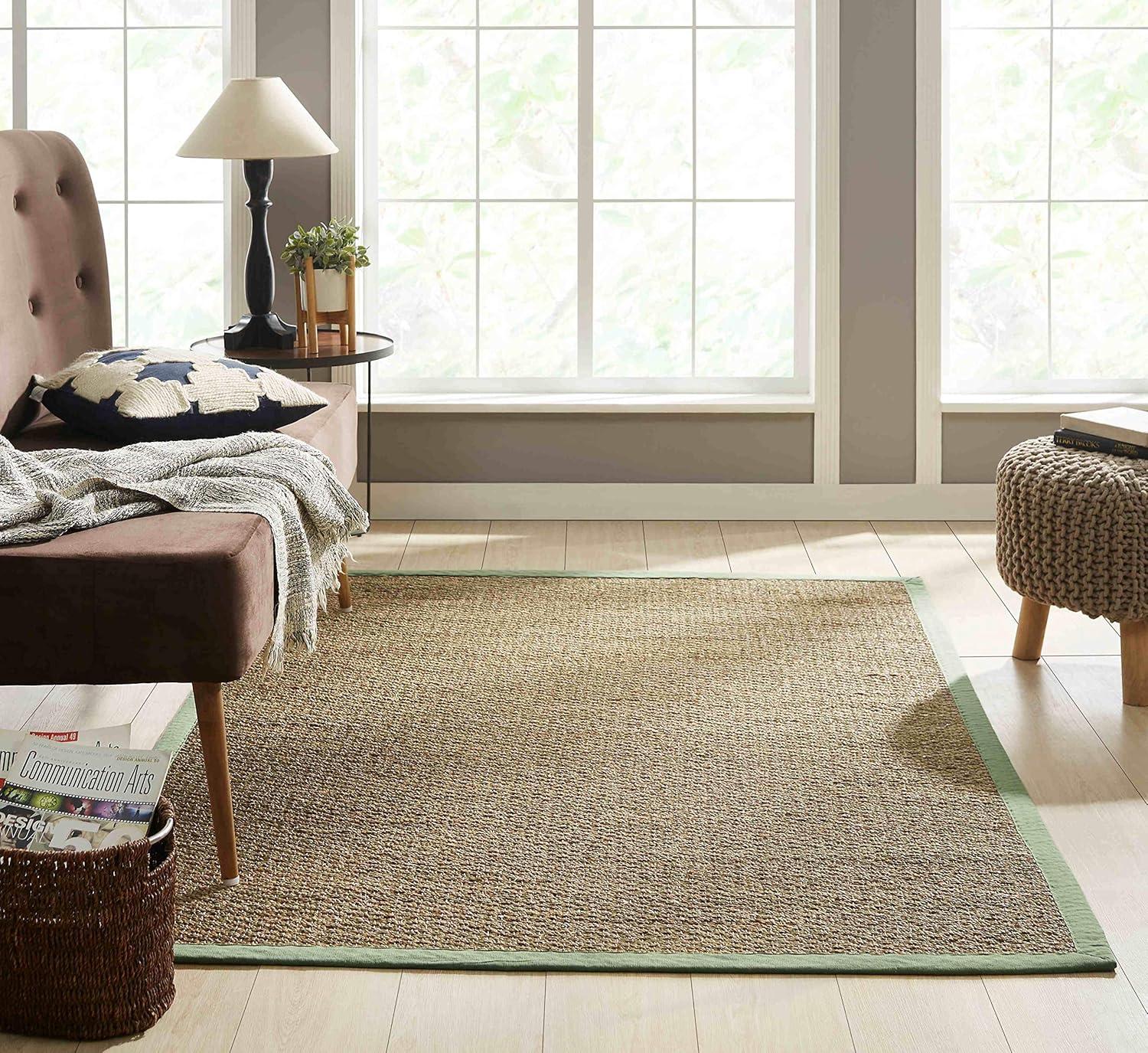 Chesapeake Seagrass Area Rug with Sage border (5'x7')