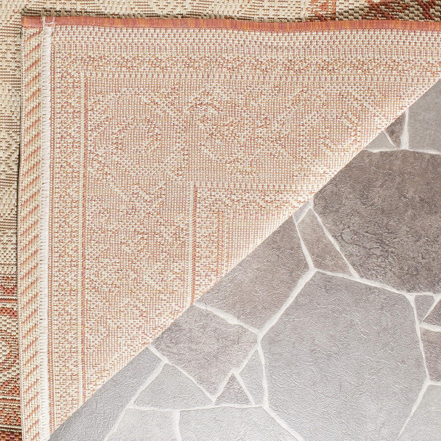 SAFAVIEH Courtyard Gaus Geometric Indoor/Outdoor Area Rug, 8' x 11', Natural/Terracotta