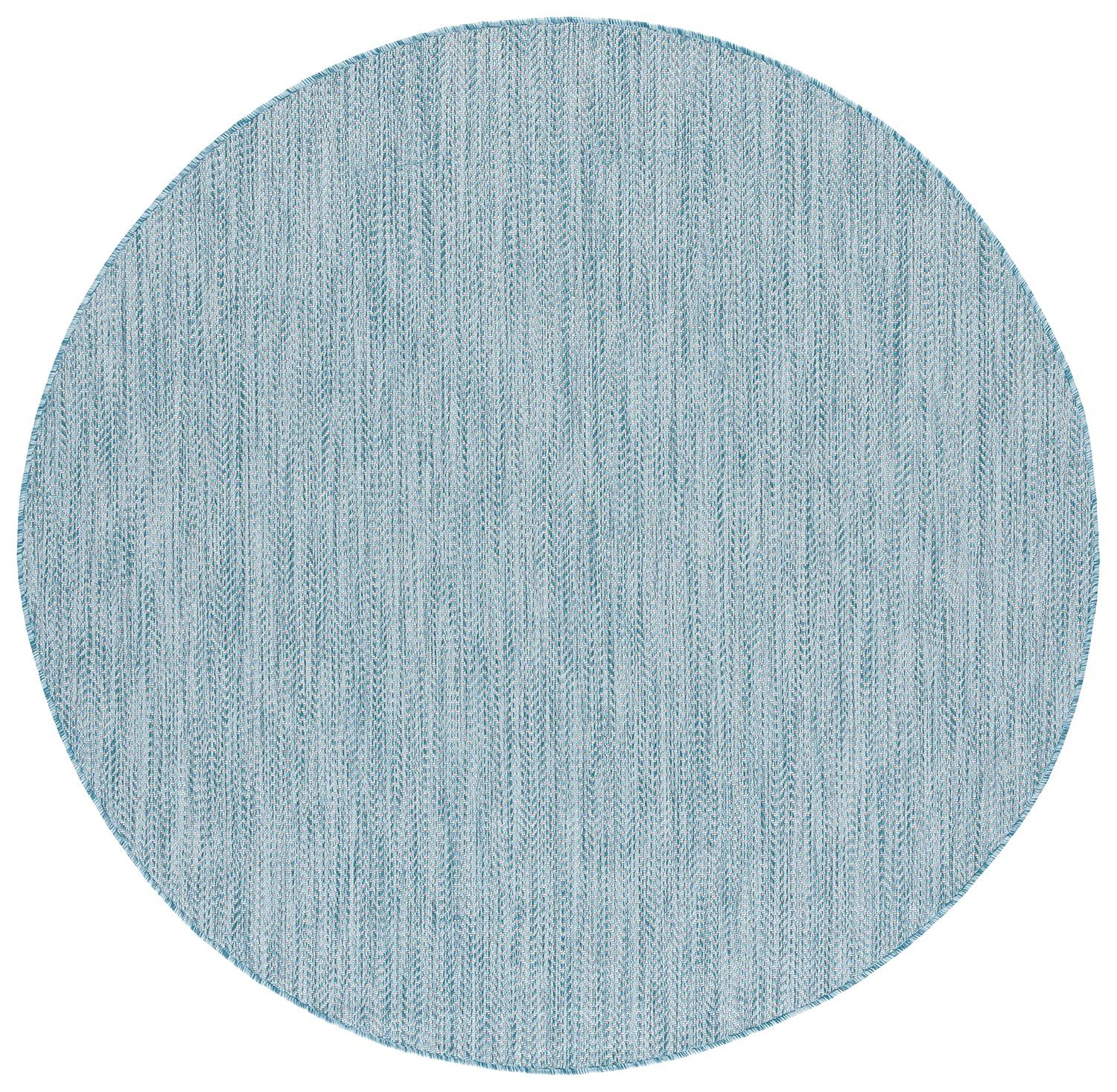 Courtyard CY8022 Power Loomed Indoor and Outdoor Area Rug - Aqua/Grey - 5'3" Round - Safavieh