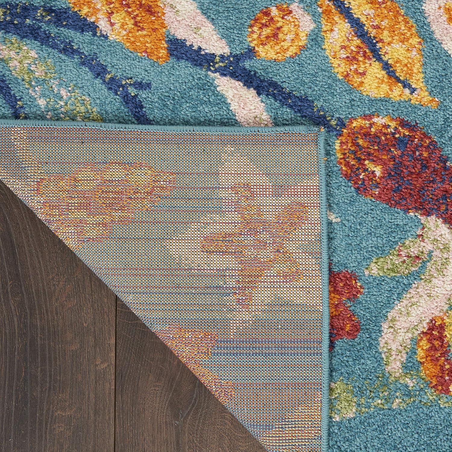 Nourison Allur Botanical Indoor Area Rug Turquoise Multicolor 5'3" x 7'3"
