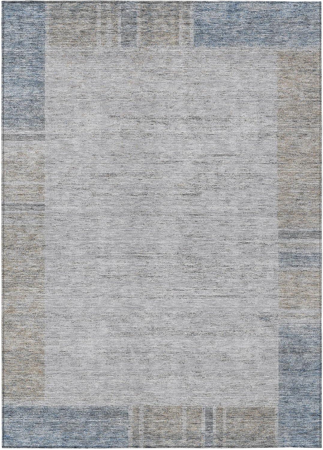 Gray and Blue Synthetic Flat Woven 8' x 10' Area Rug