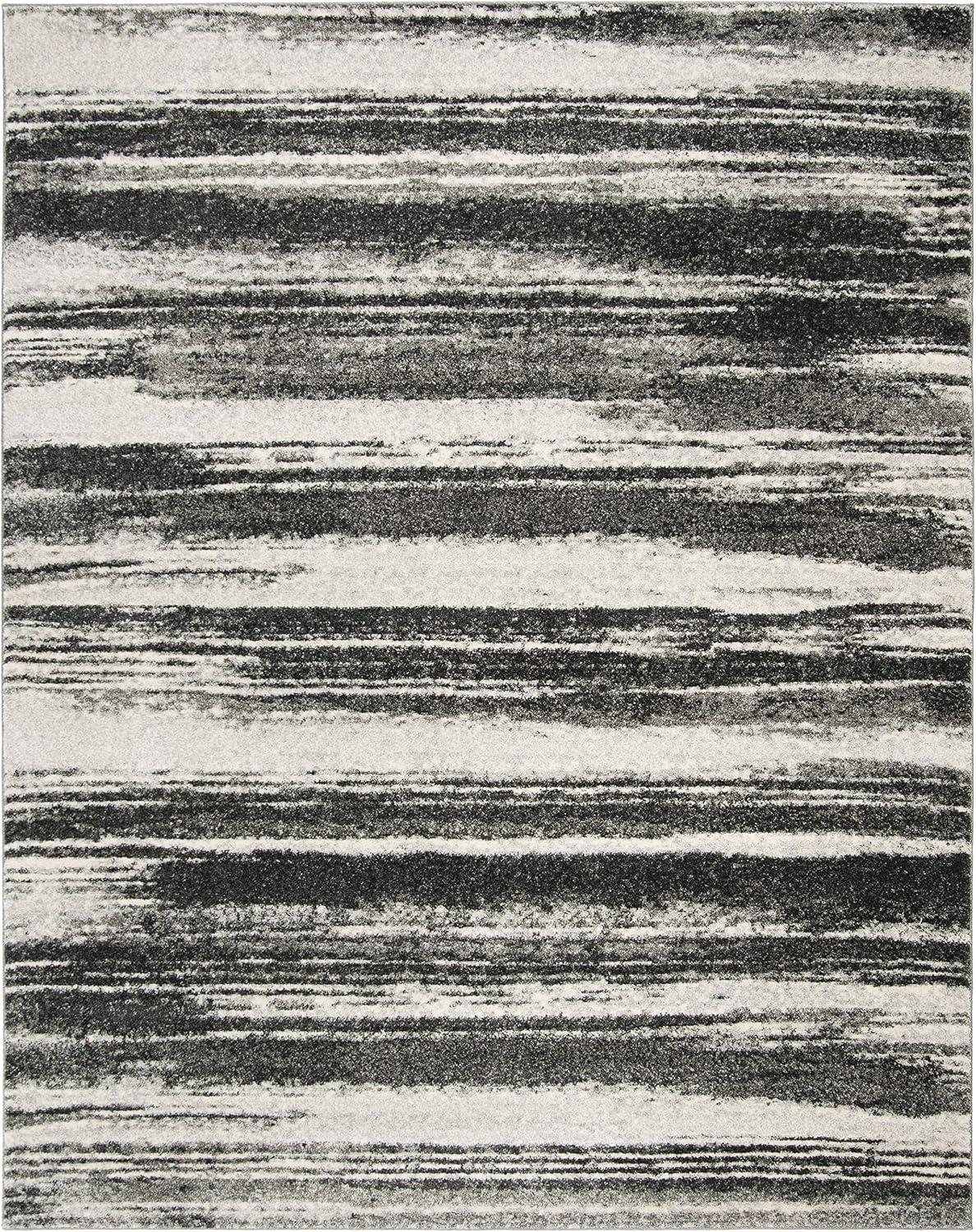 Retro Dark Grey and Light Grey 9' x 12' Shag Area Rug