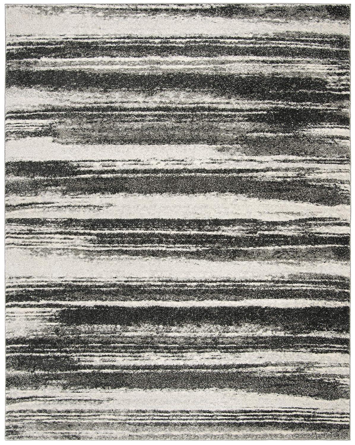 Retro Dark Grey and Light Grey 9' x 12' Shag Area Rug