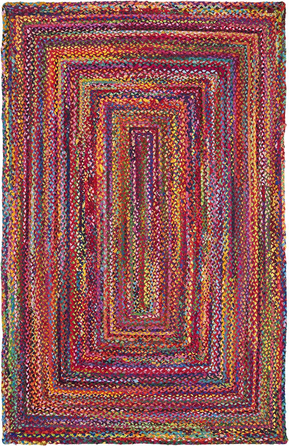 SAFAVIEH Braided Daphne Confetti Striped Area Rug, Red/Multi, 6' x 9'