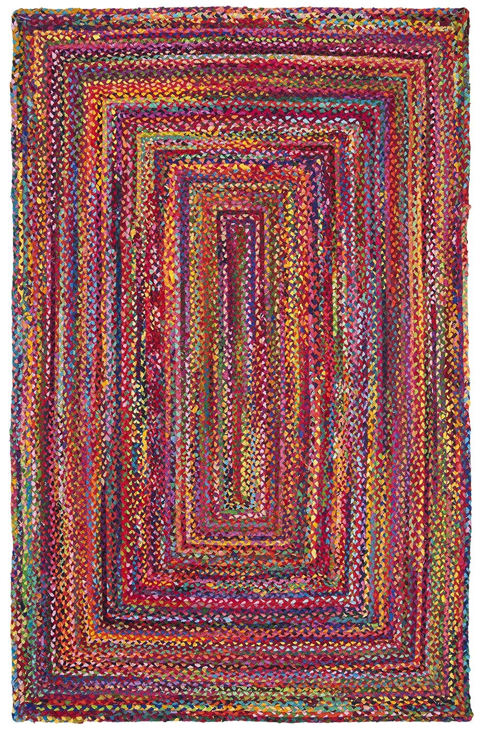 Braided BRD210 Hand Woven Area Rug - Red/Multi - 6'x9' - Safavieh.