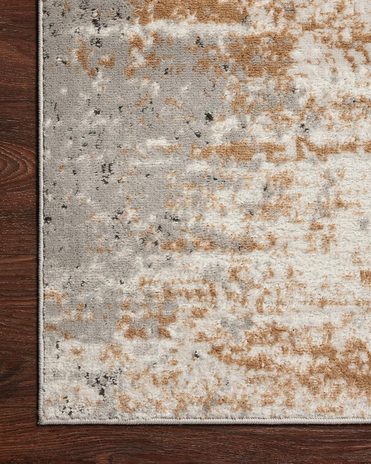 Gray and Gold Stain-Resistant Synthetic Area Rug, 11'-6" x 15'