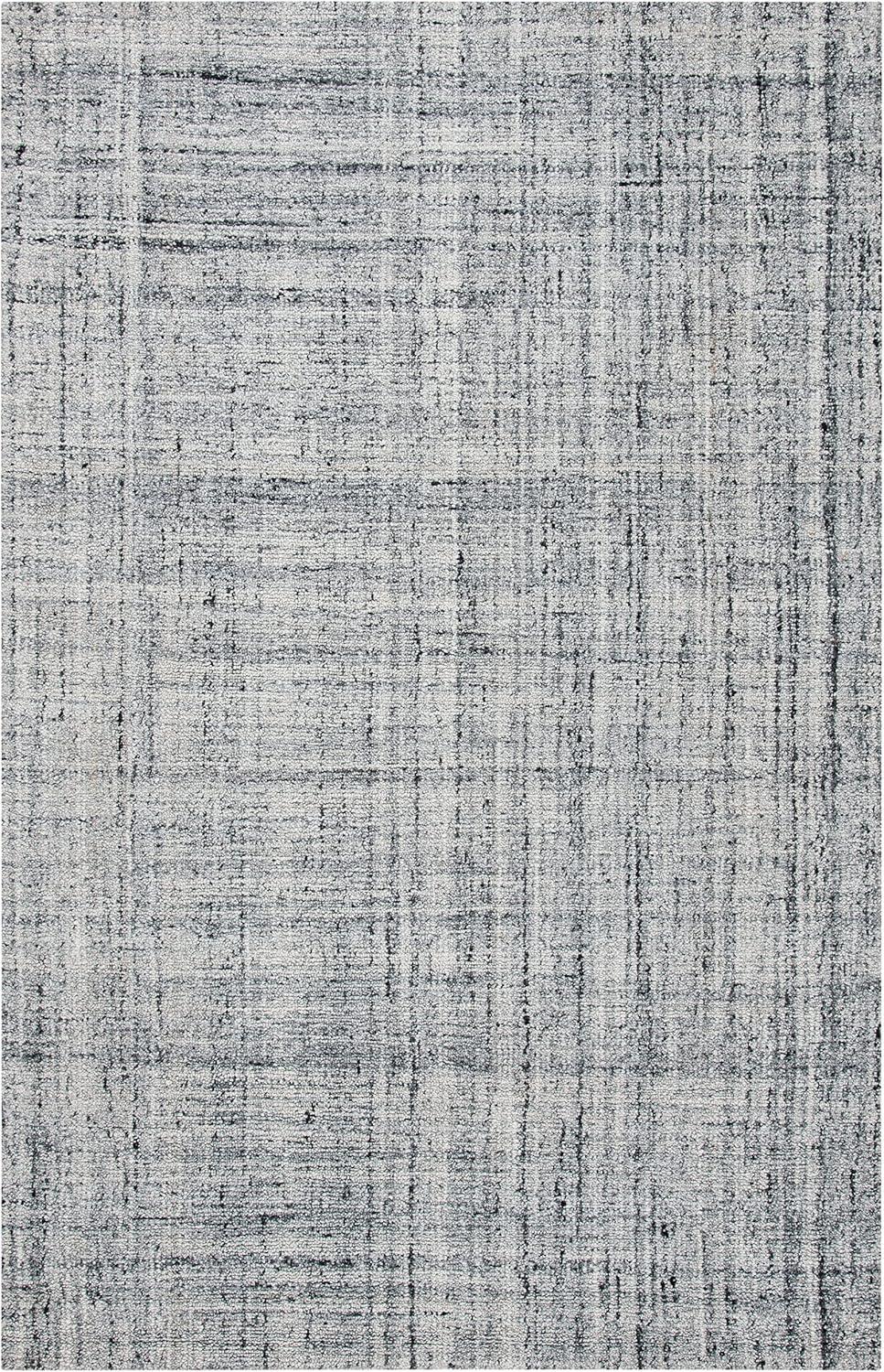 Handmade Grey/Black Abstract Tufted Wool-Blend 5' x 8' Area Rug