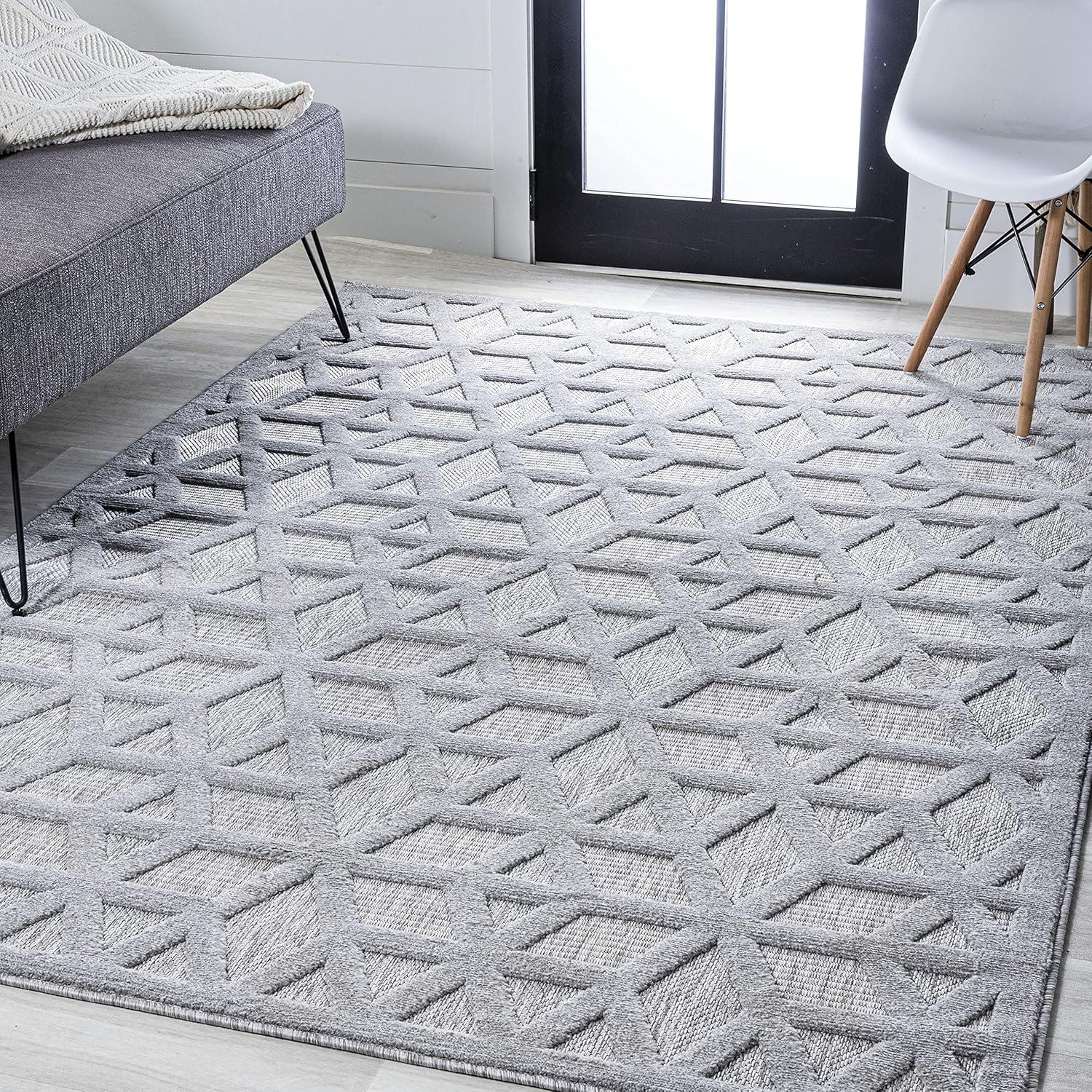 Talaia Neutral Geometric Indoor/Outdoor Area Rug - JONATHAN Y