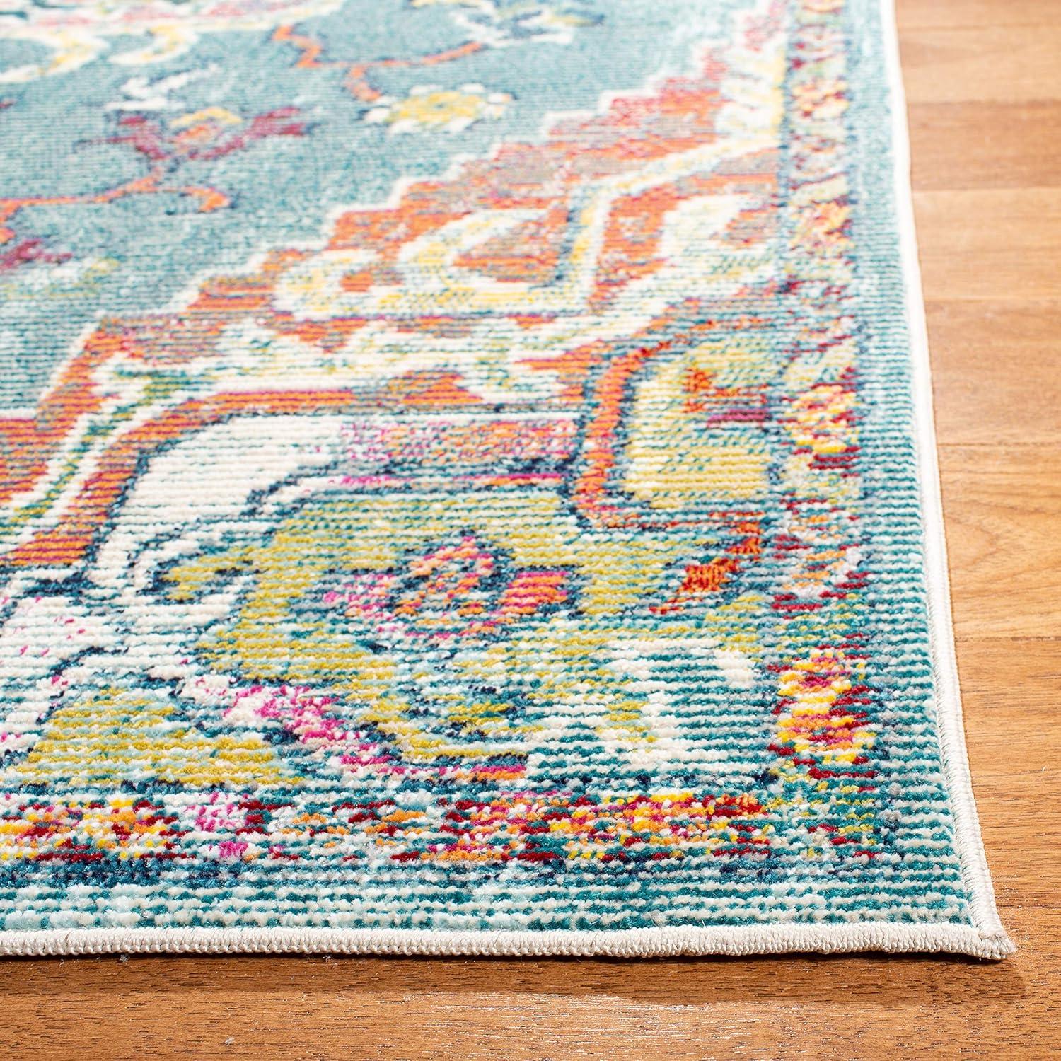 Crystal CRS501 Loomed Indoor Runner Rug - Teal/Orange - 2'2"x17' - Safavieh