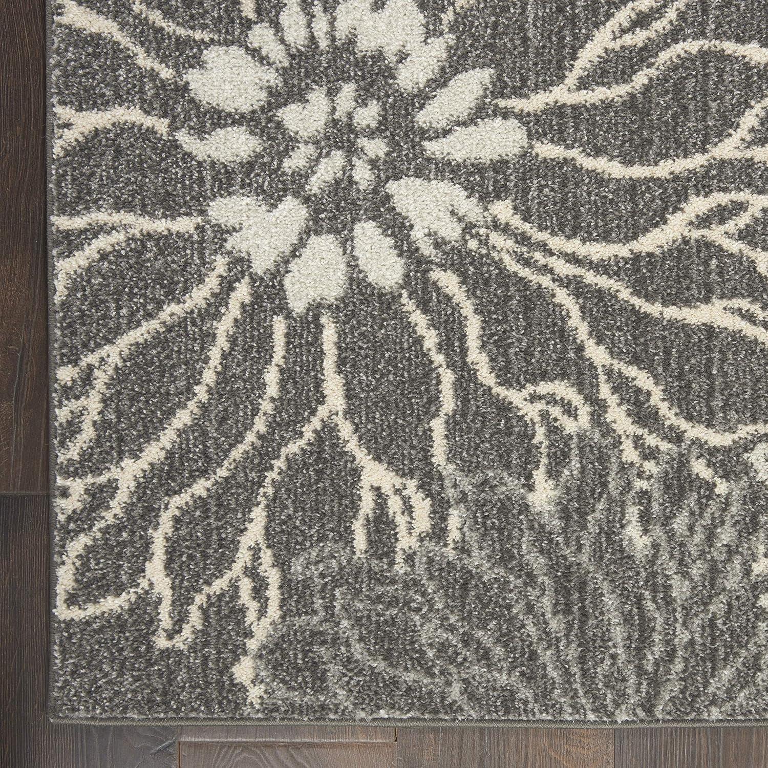 Nourison Passion Bohemian Transitional Floral Indoor Area Rug Charcoal/Blue 6'7" x 9'6"