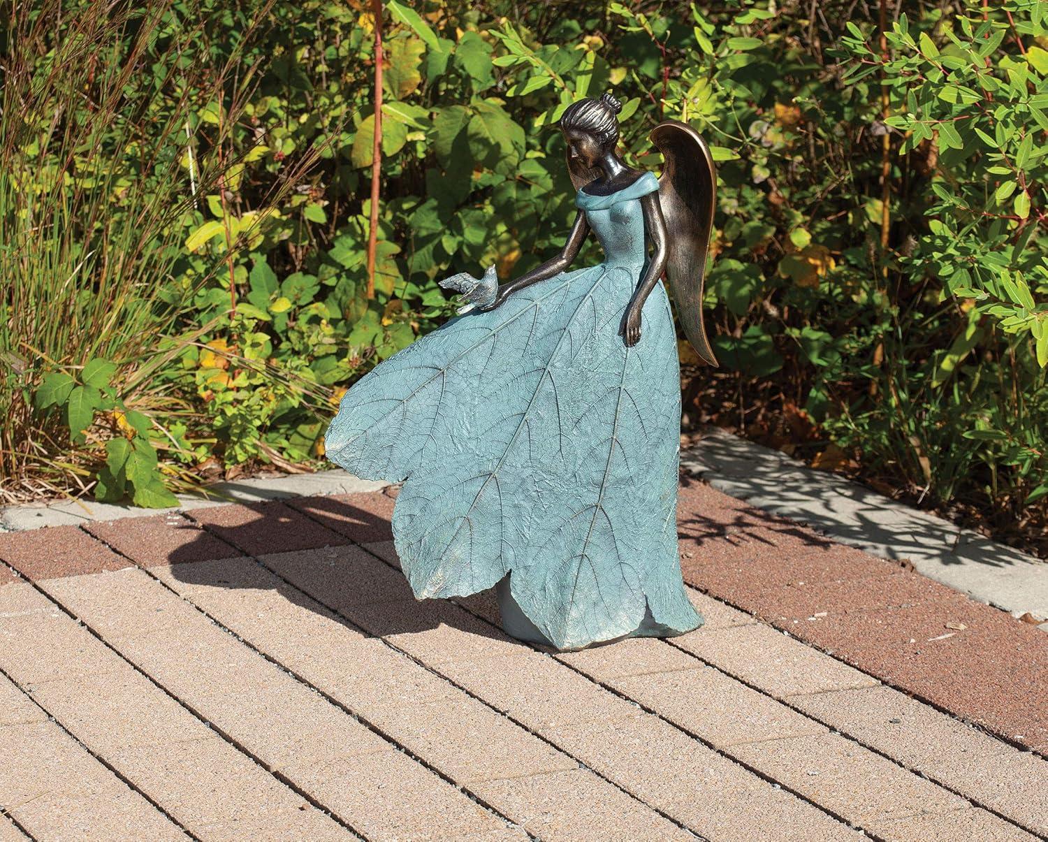 Roman 19.75" Angel and Bird Statue Outdoor Garden Statue Bronze