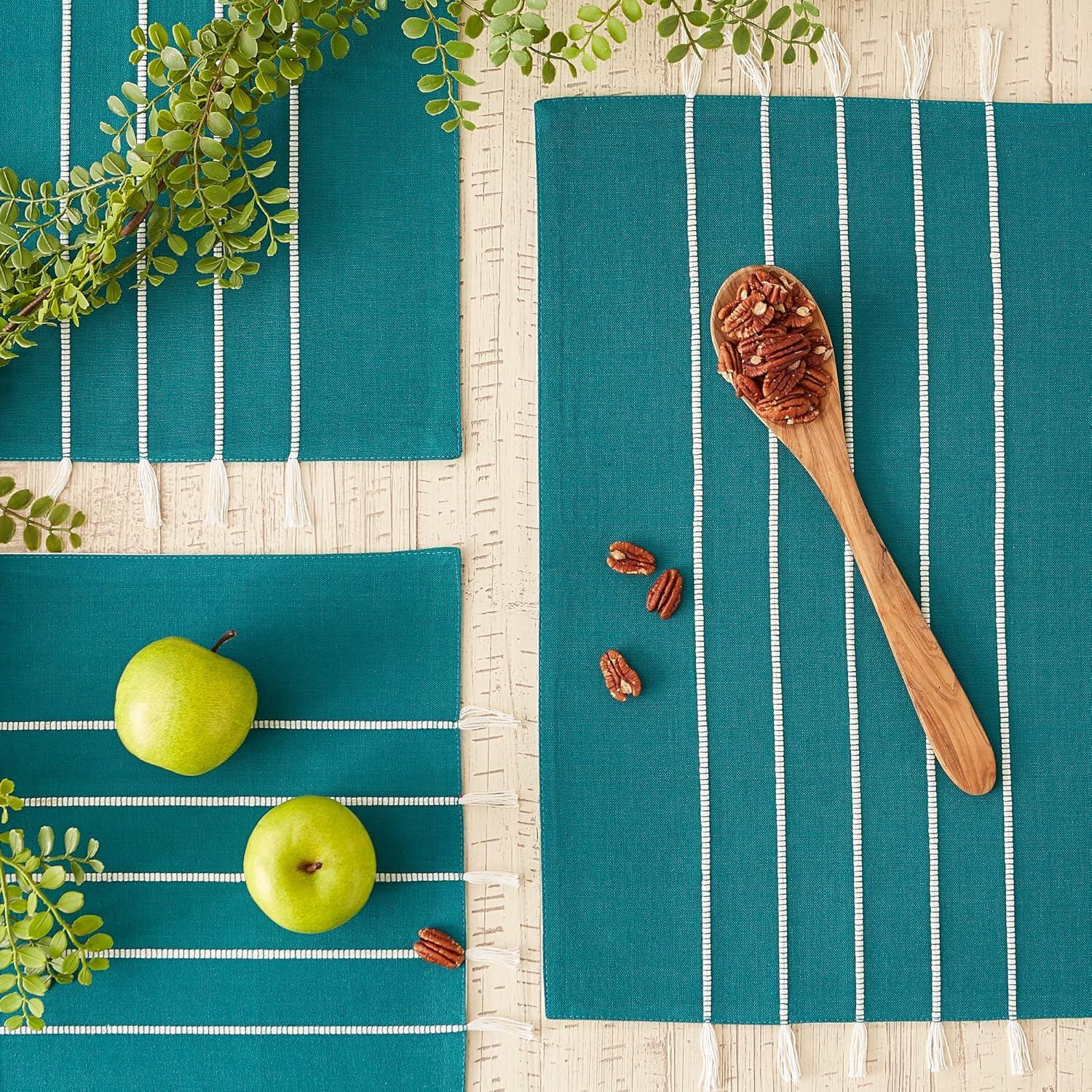 Teal Stripe Tassel Placemat (Set of 4)