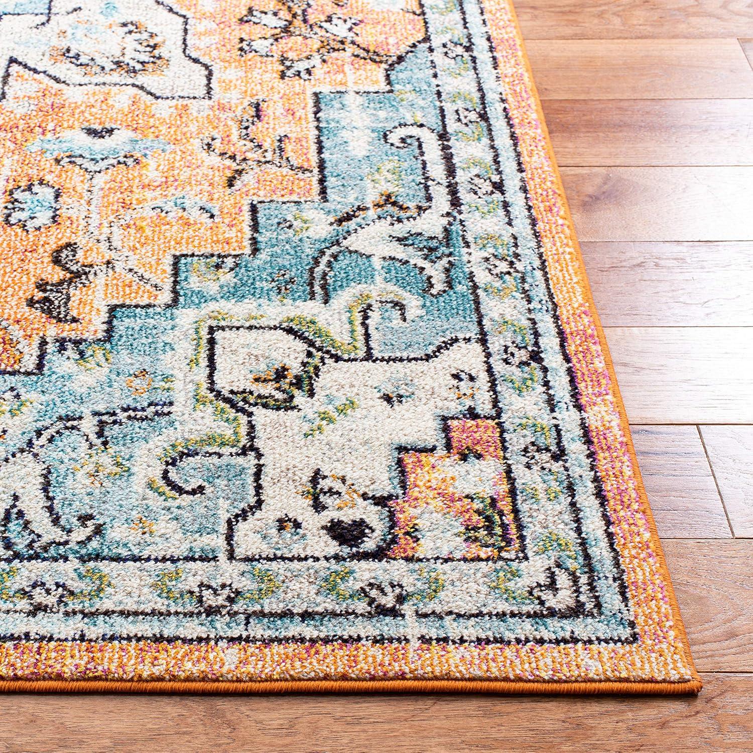 Madison MAD473 Power Loomed Indoor Area Rug - Orange/Teal - 5'3"x7'6" - Safavieh