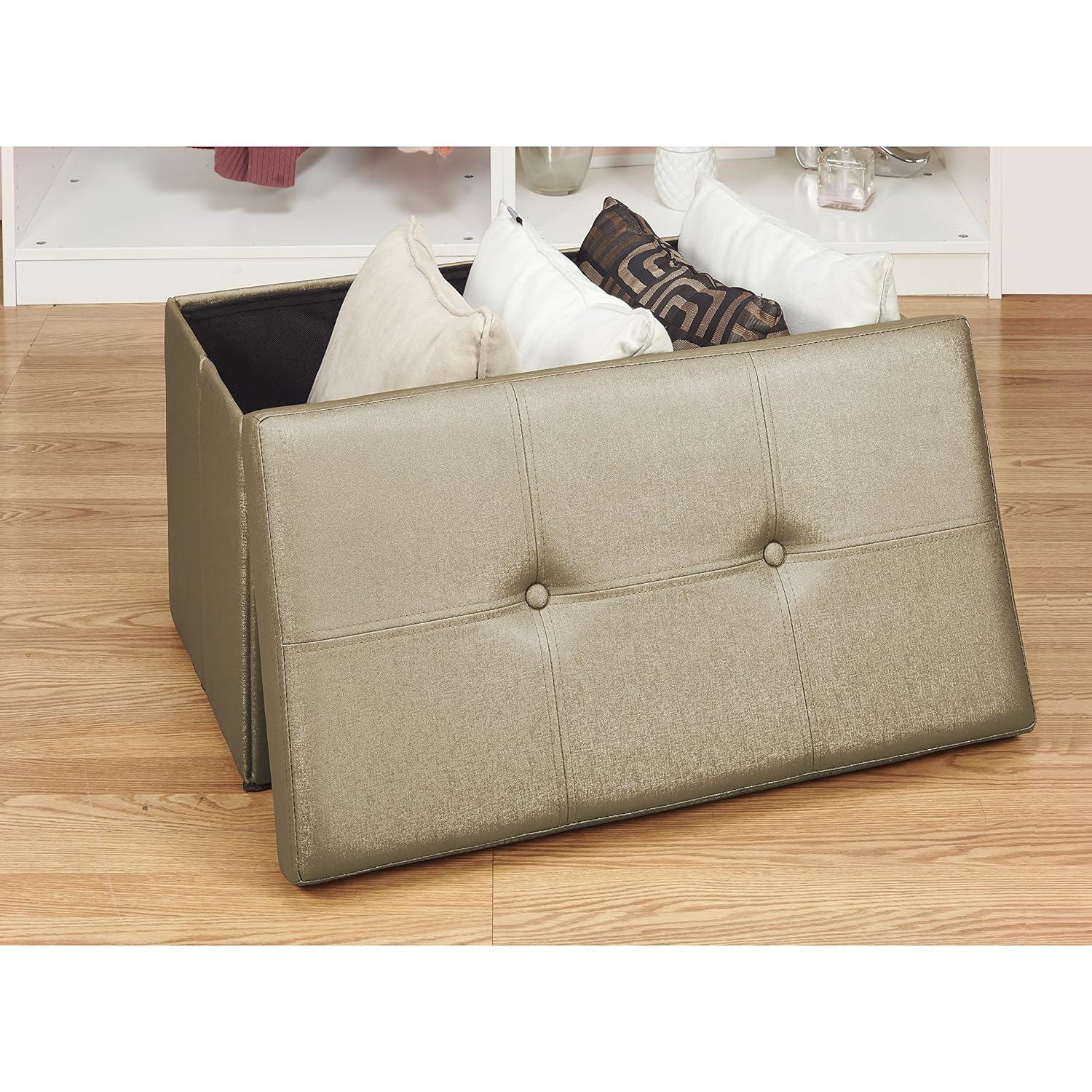 Simplify Luxora Faux Leather Ottoman