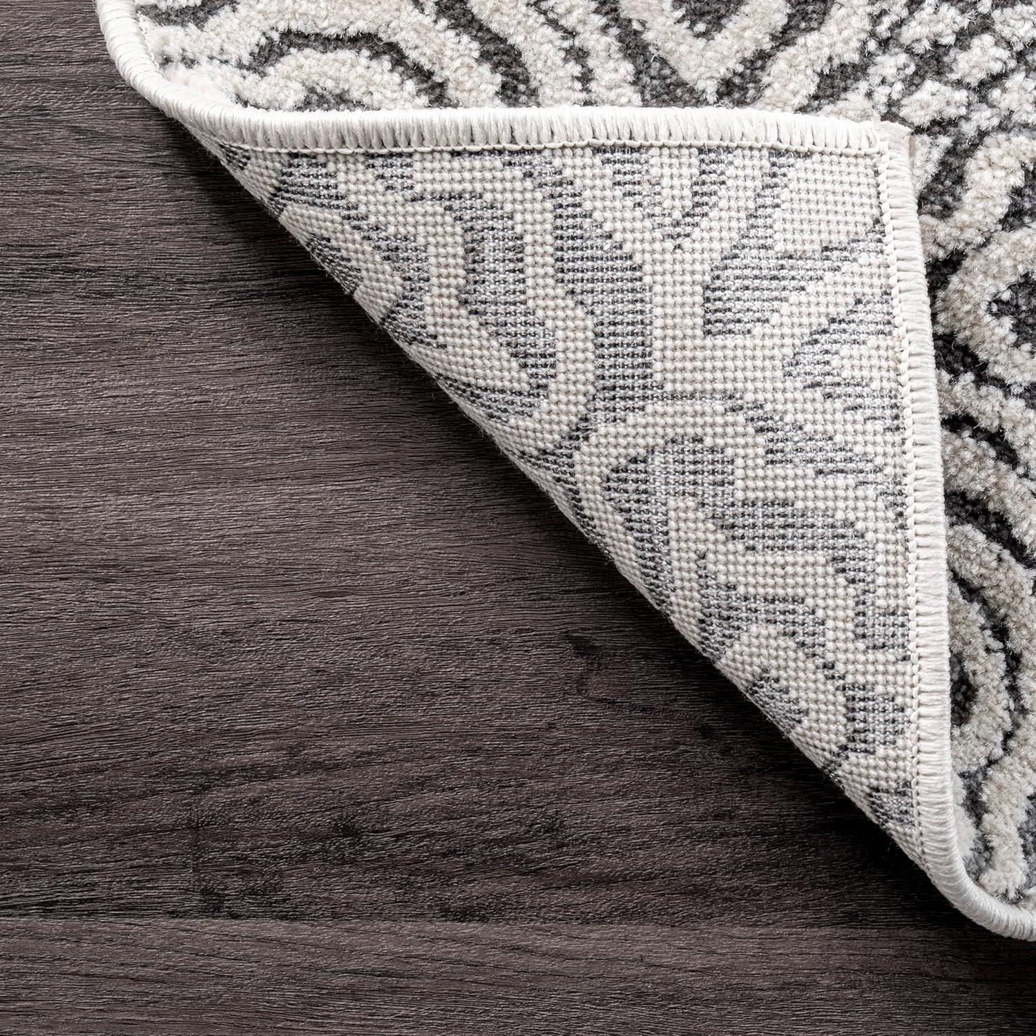 nuLOOM Exie 10 x 14 (ft) Loomed Polypropylene Light Gray Rectangular Indoor Medallion Area rug
