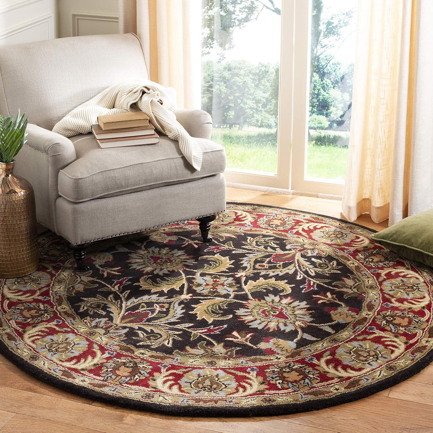Heritage HG951 Hand Tufted Area Rug - Chocolate/Red - 8' round - Safavieh.