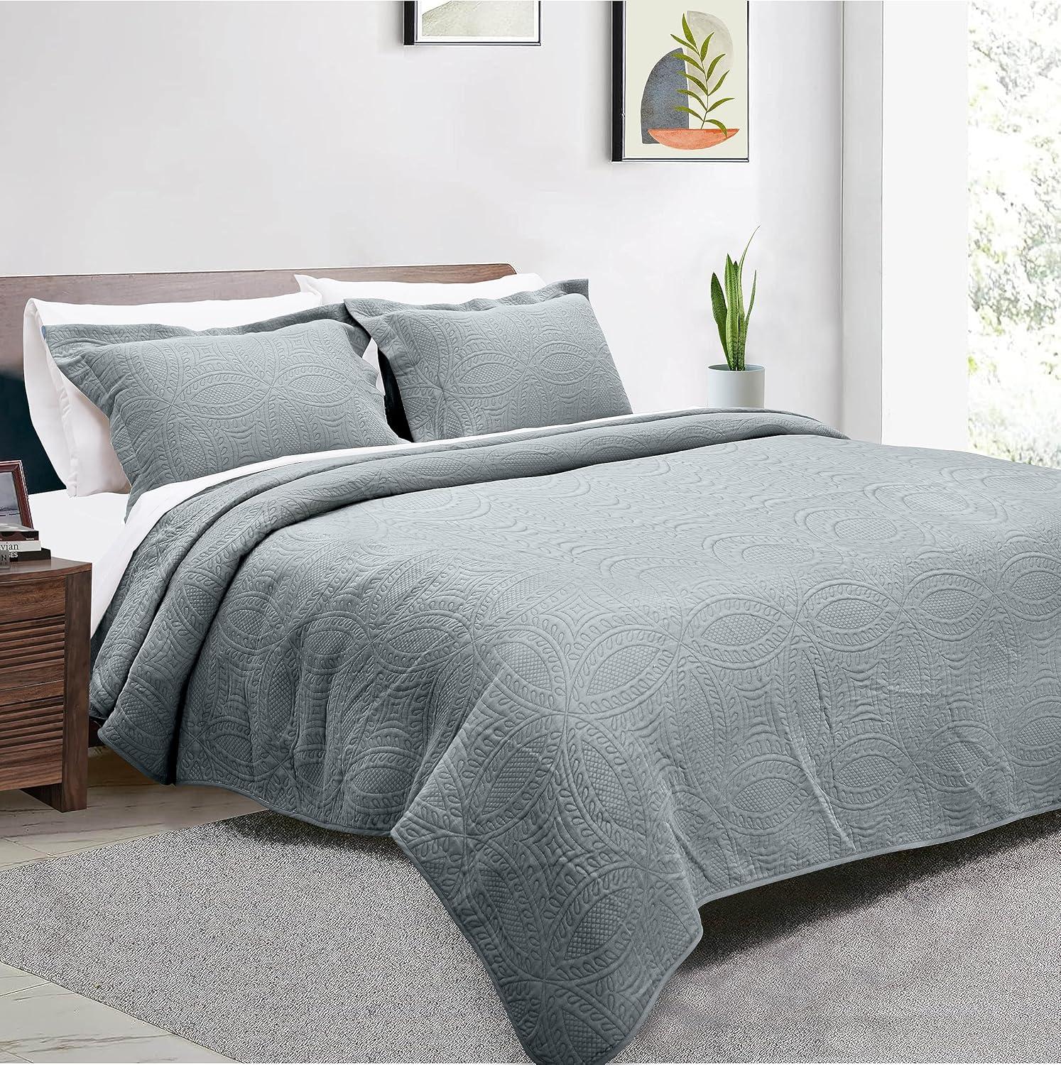 Chezmoi Collection Austin Microfiber Reversible 3-Piece Coverlet / Bedspread Set