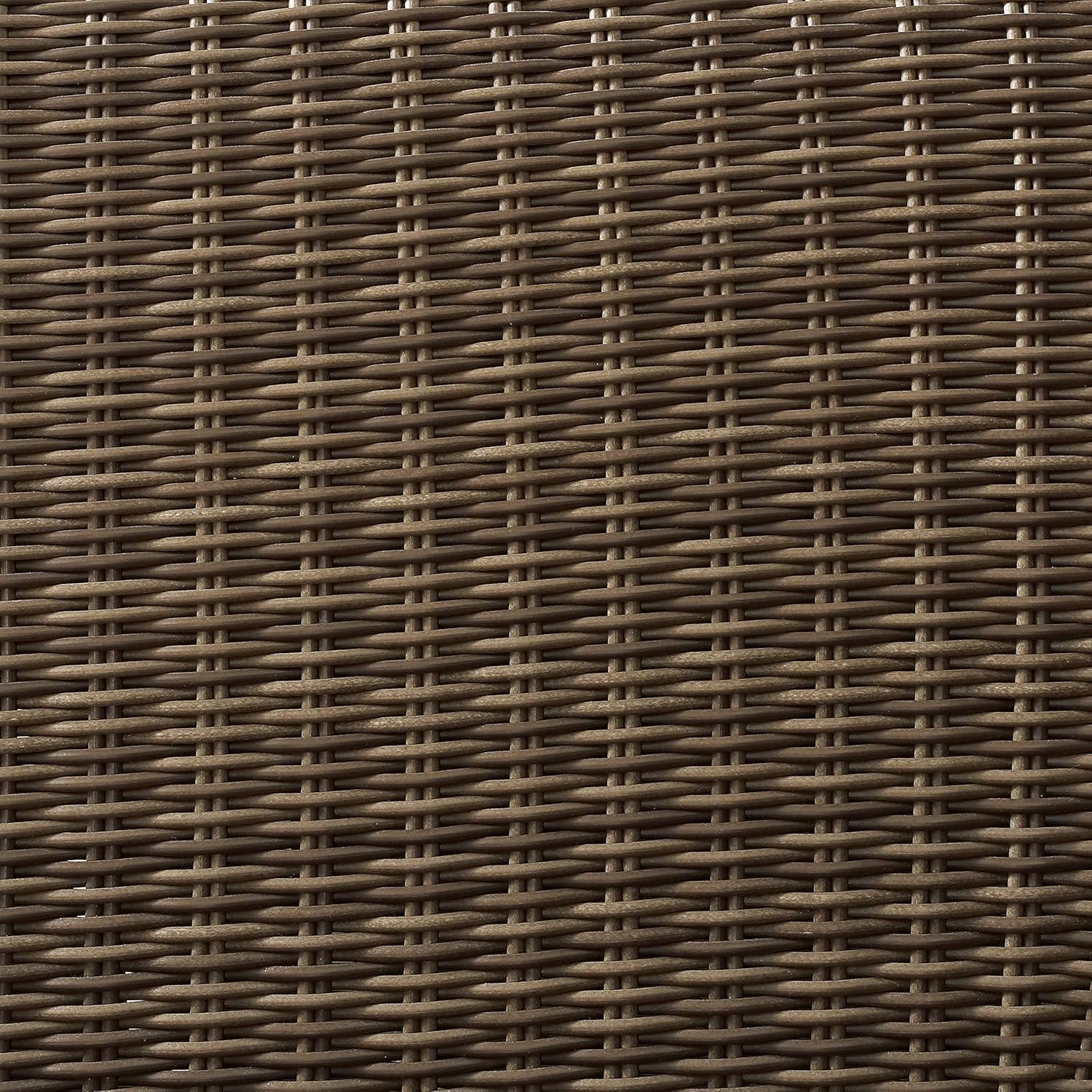 Bradenton Outdoor Wicker Coffee Table: Weathered Brown, Tempered Glass Top, UV-Resistant - Crosley